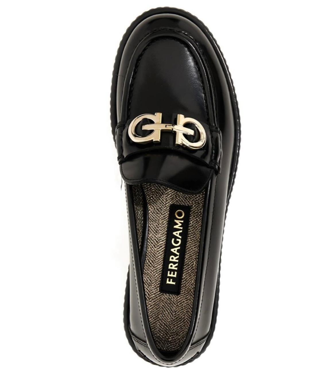 FERRAGAMO Черные кожаные лоферы, фото 4