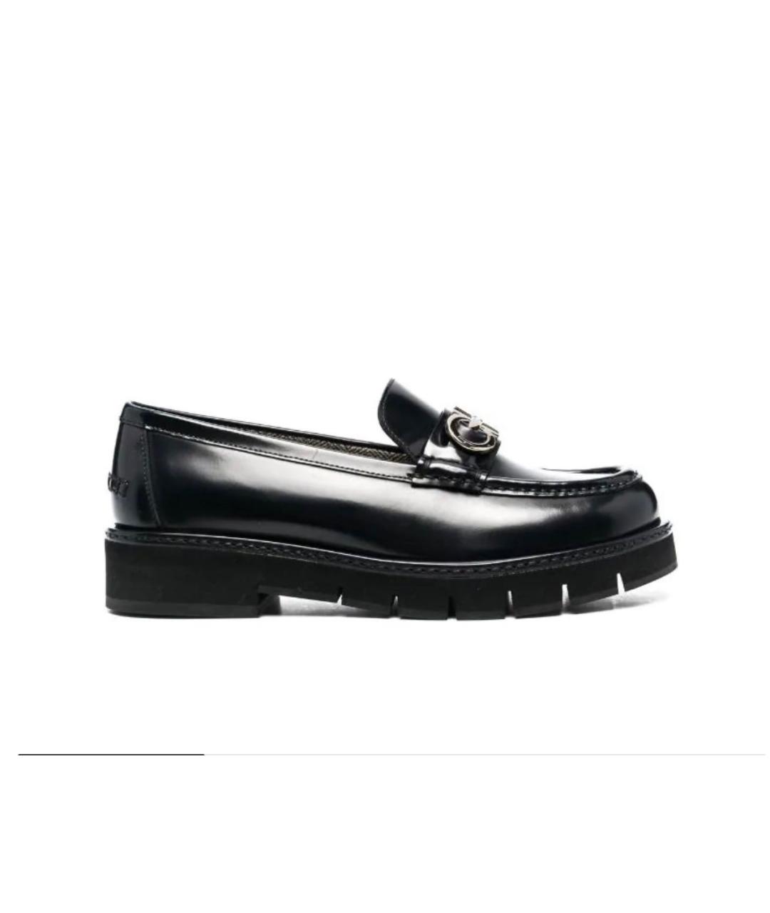 FERRAGAMO Черные кожаные лоферы, фото 5