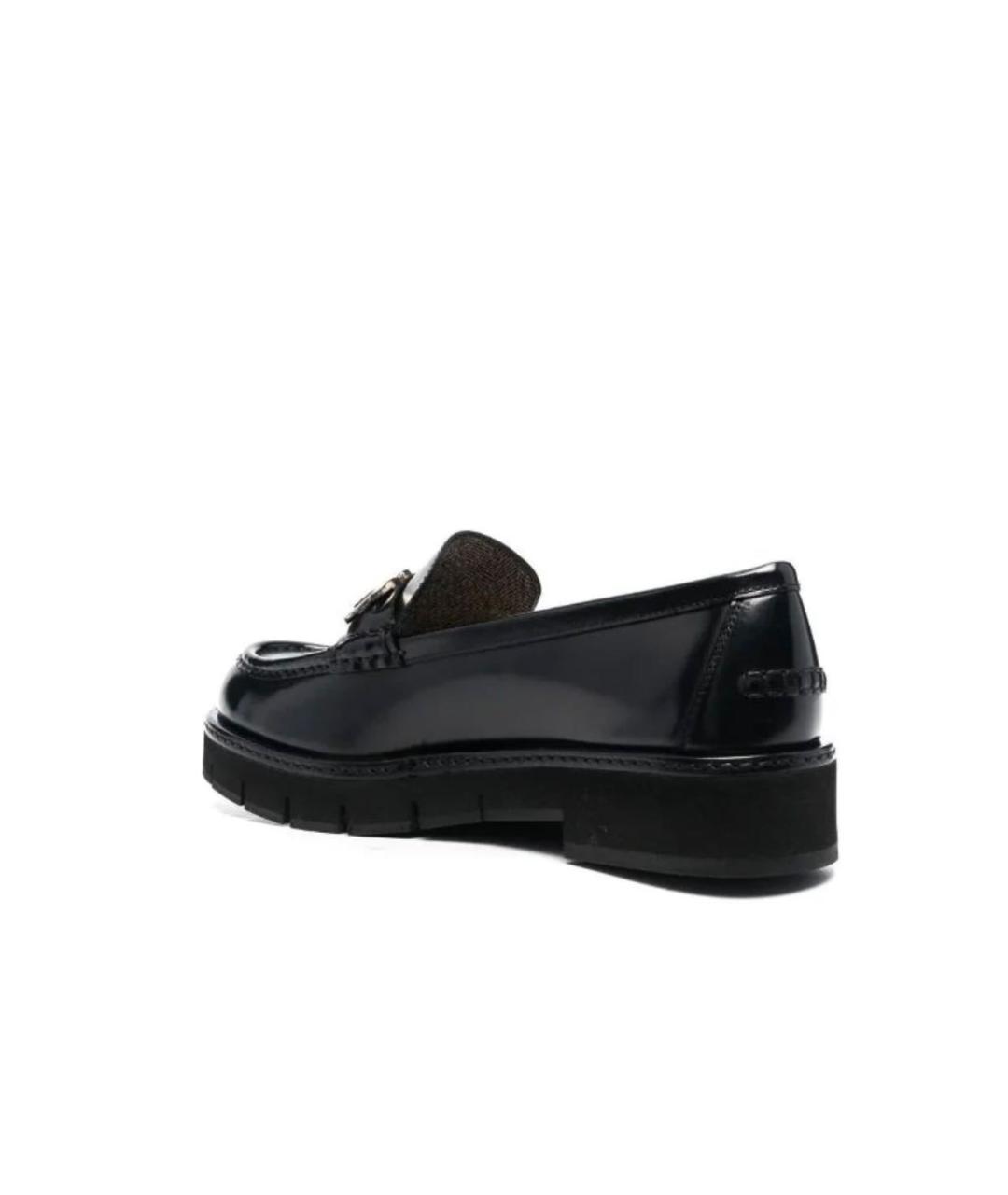 FERRAGAMO Черные кожаные лоферы, фото 3