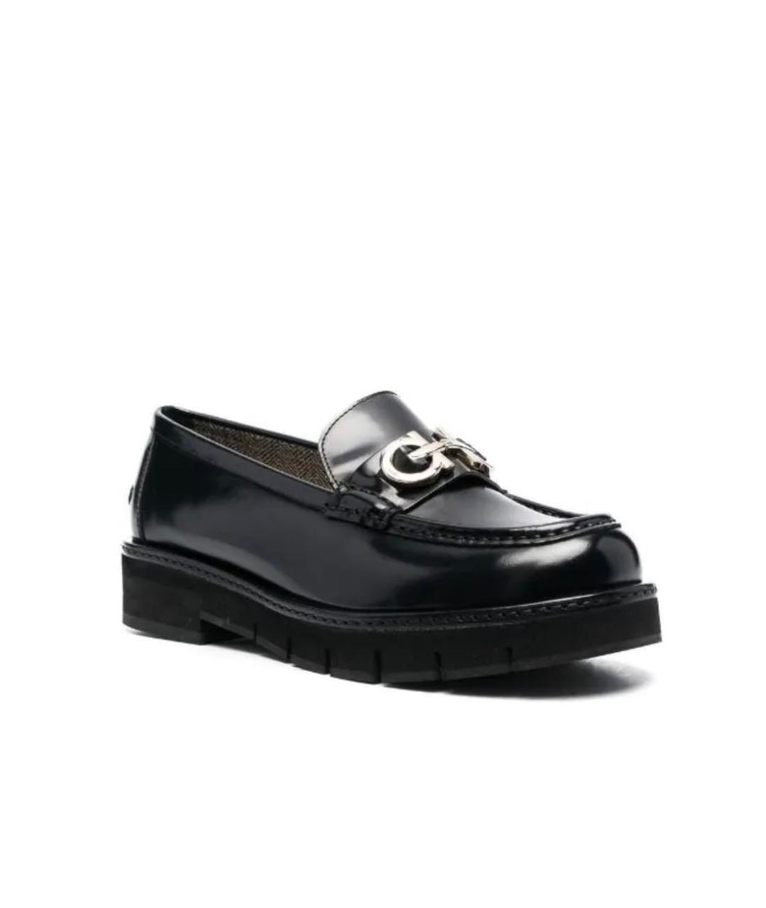 FERRAGAMO Черные кожаные лоферы, фото 2