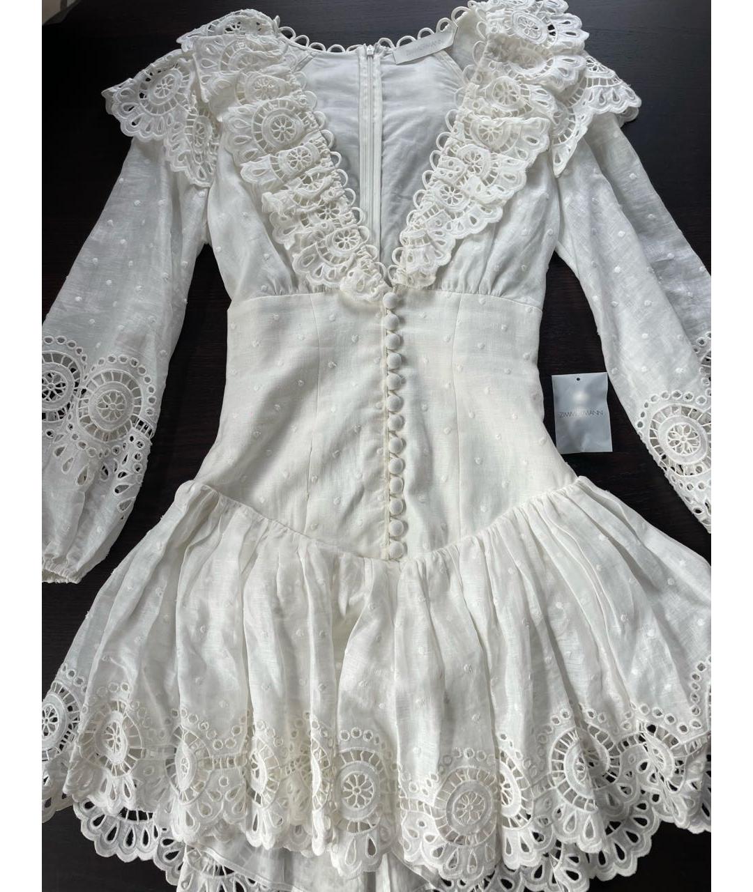 ZIMMERMANN Белое льняное коктейльное платье, фото 6