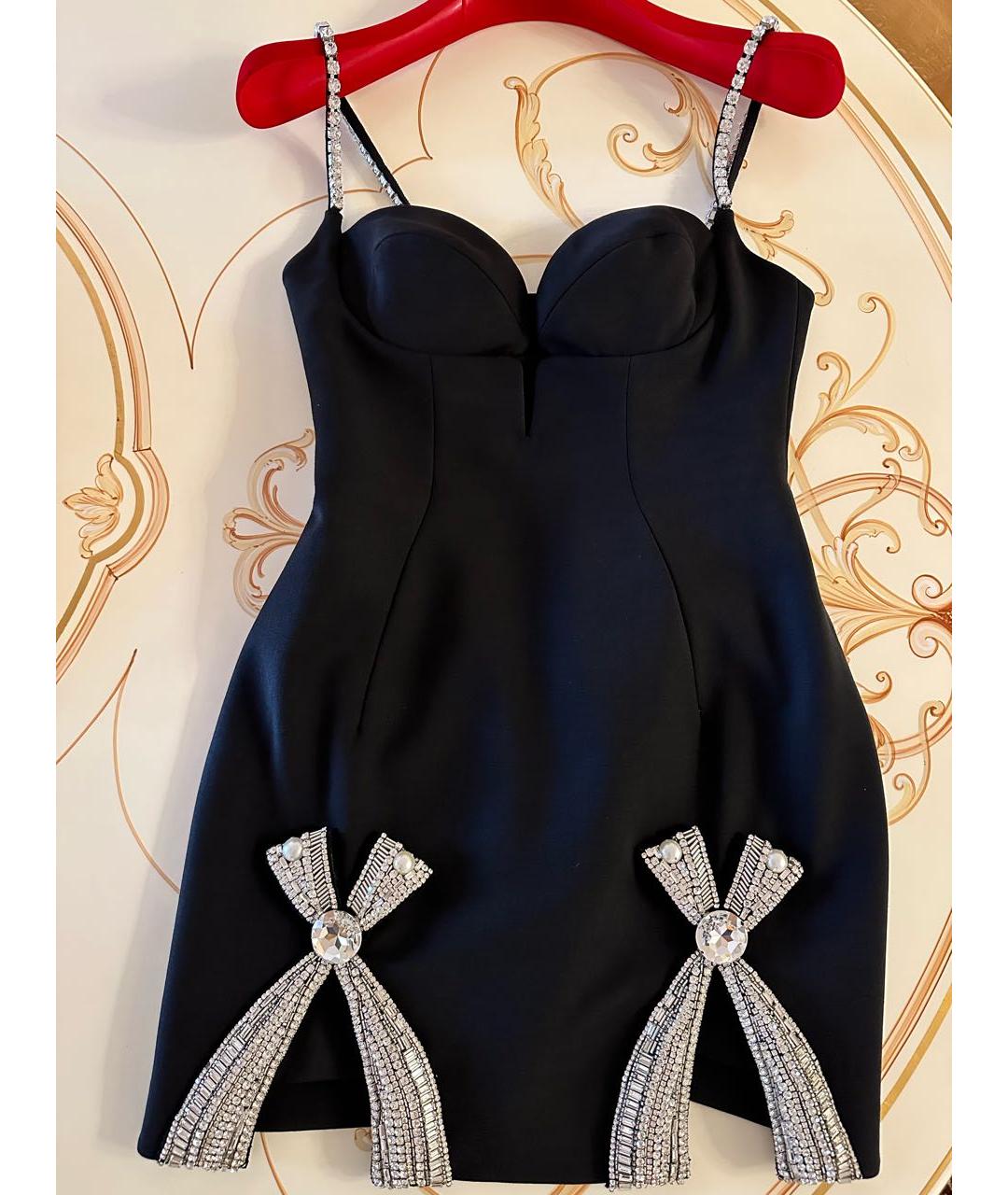 AREA Черное шерстяное коктейльное платье, фото 8