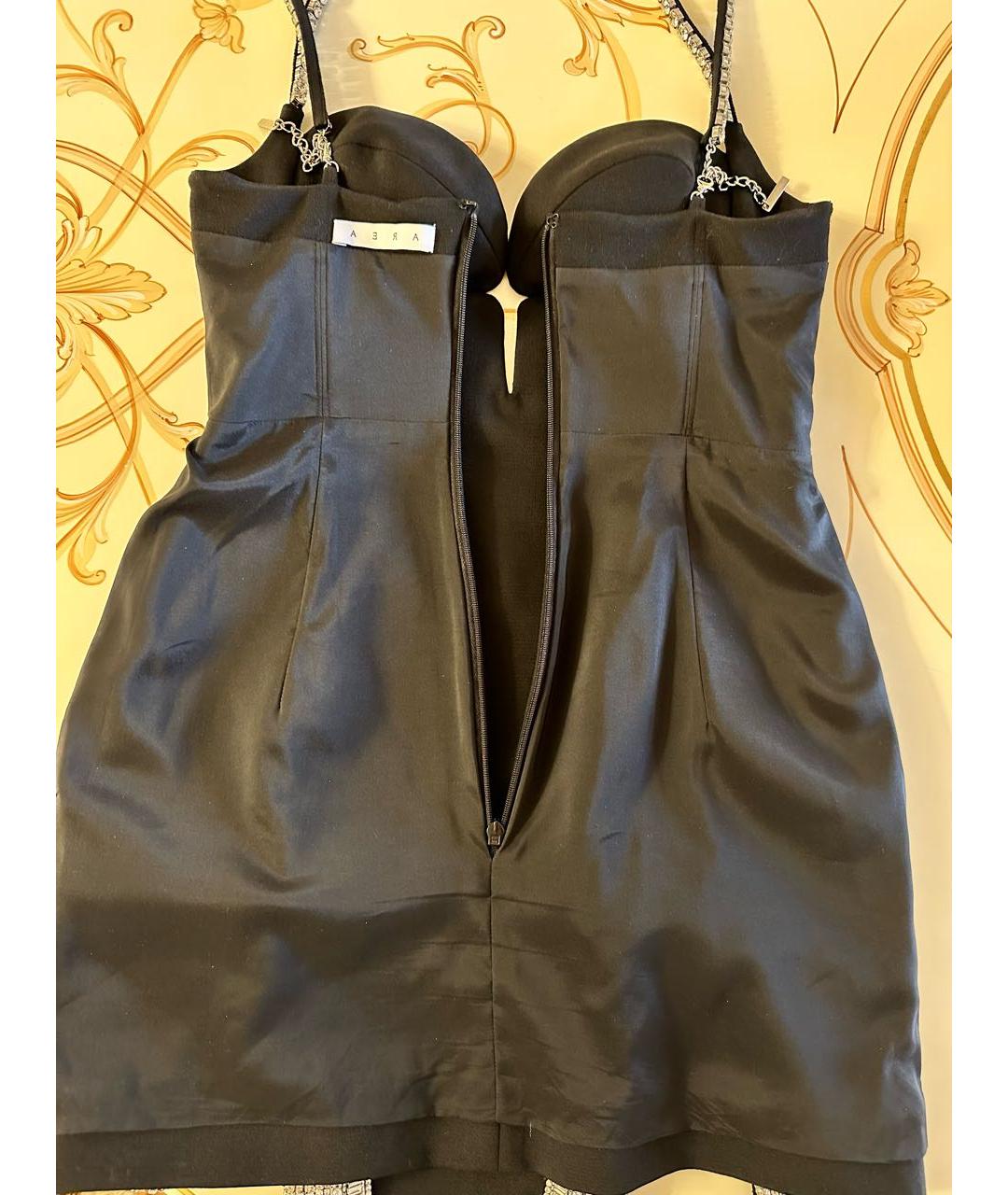 AREA Черное шерстяное коктейльное платье, фото 3