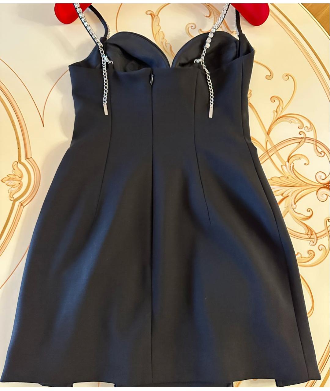 AREA Черное шерстяное коктейльное платье, фото 4