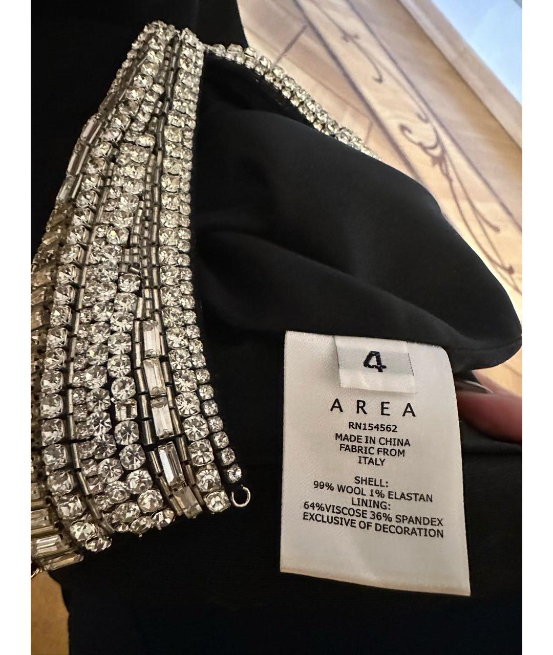 AREA Черное шерстяное коктейльное платье, фото 7