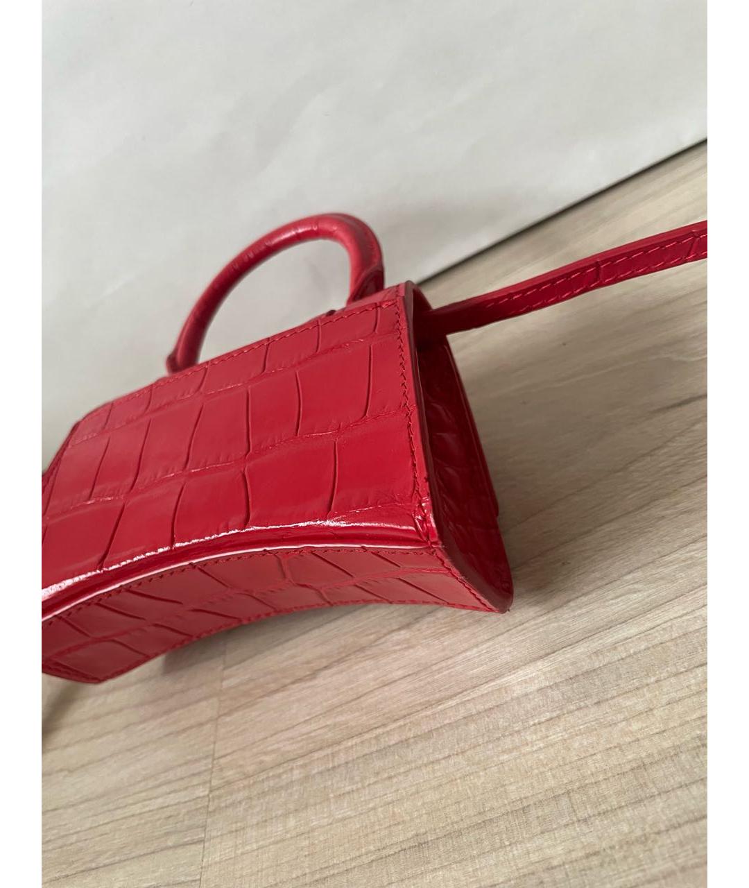 BALENCIAGA Красная кожаная сумка с короткими ручками, фото 3