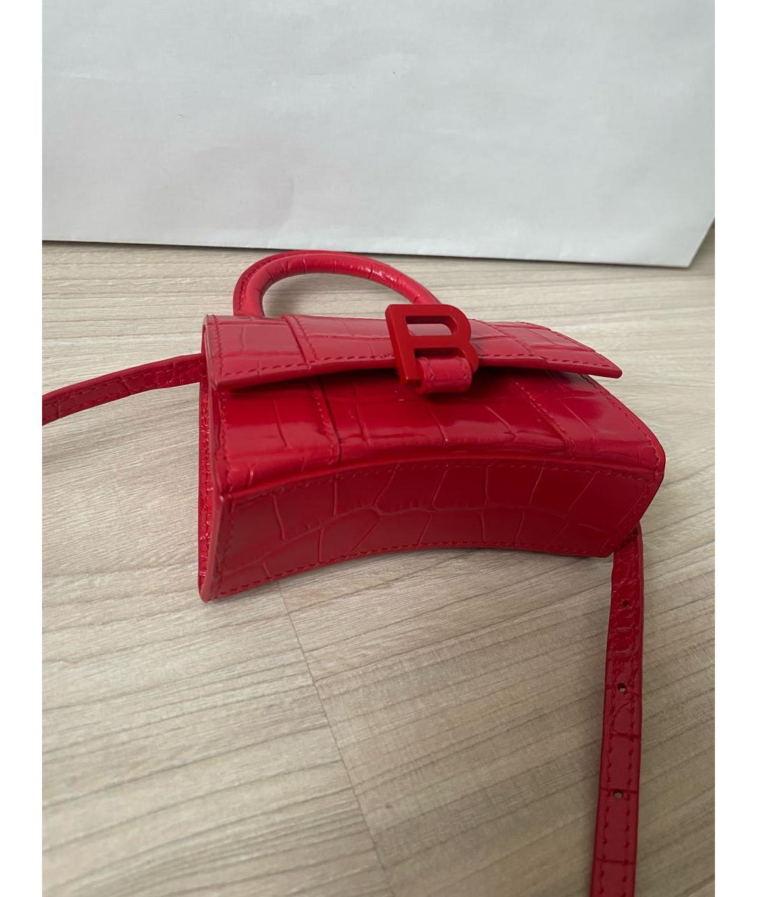 BALENCIAGA Красная кожаная сумка с короткими ручками, фото 6