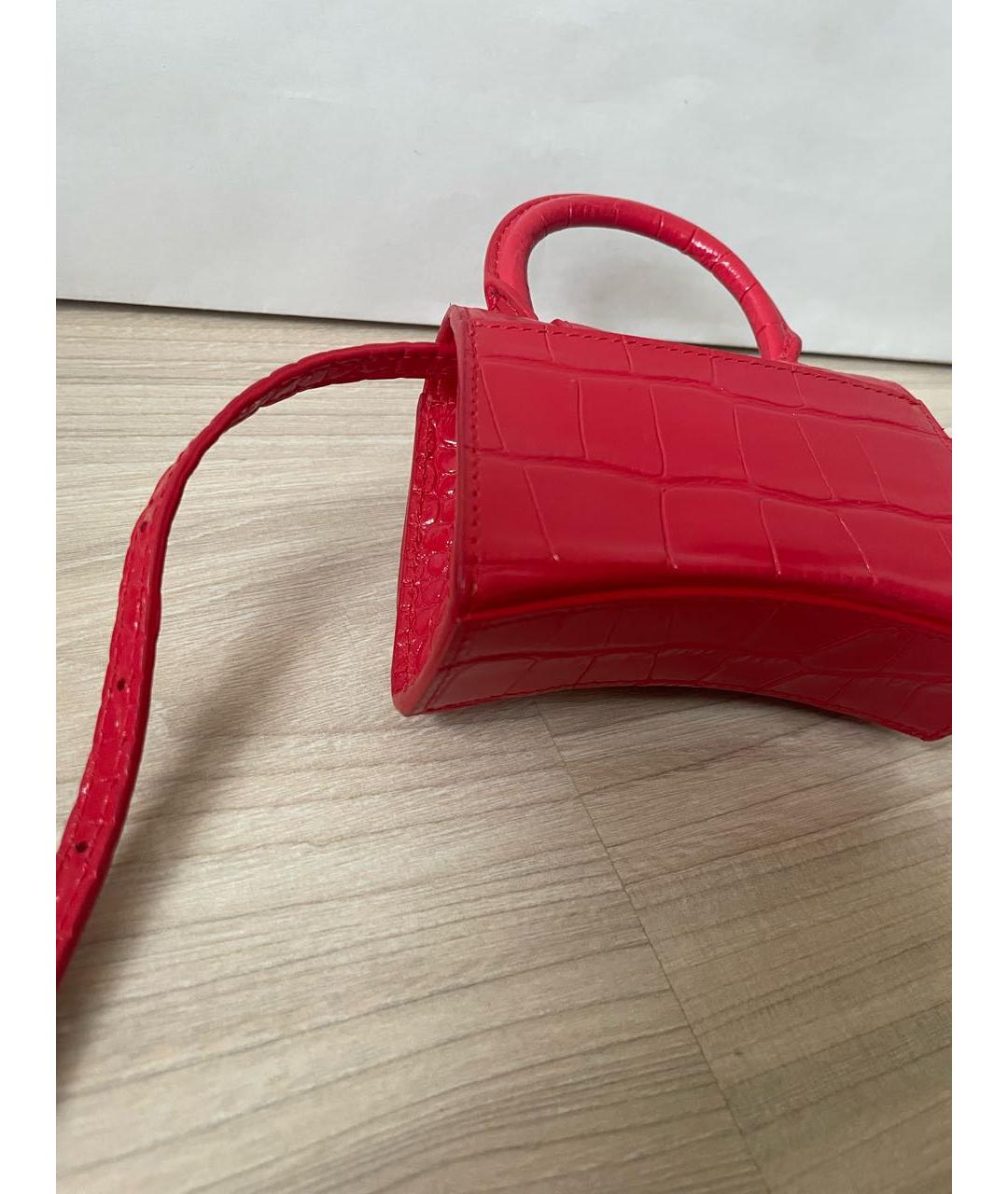 BALENCIAGA Красная кожаная сумка с короткими ручками, фото 4