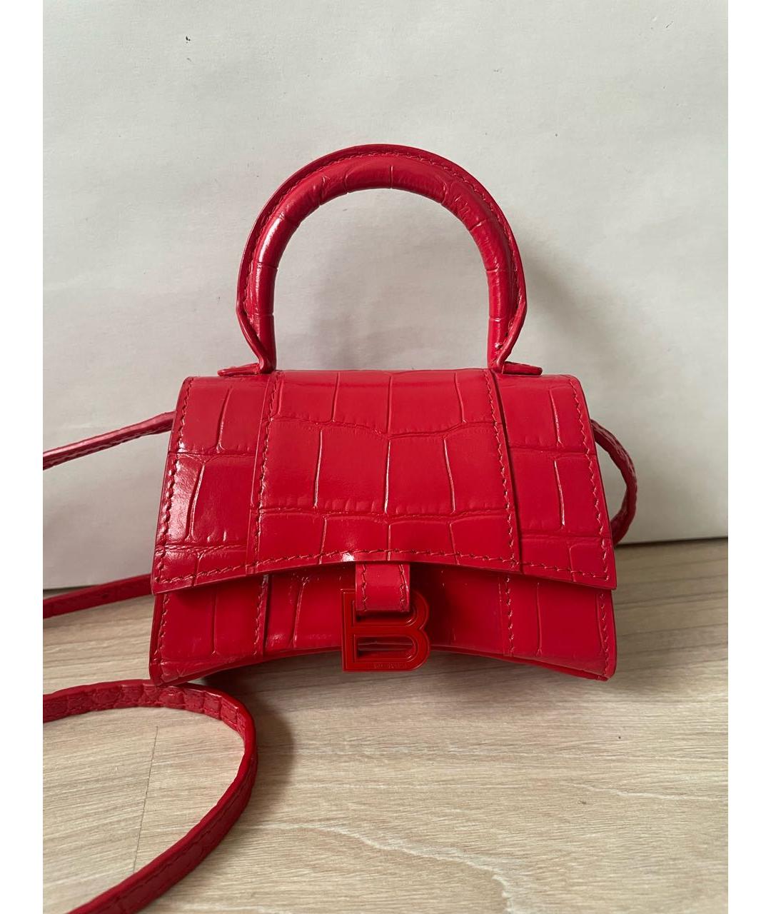 BALENCIAGA Красная кожаная сумка с короткими ручками, фото 9
