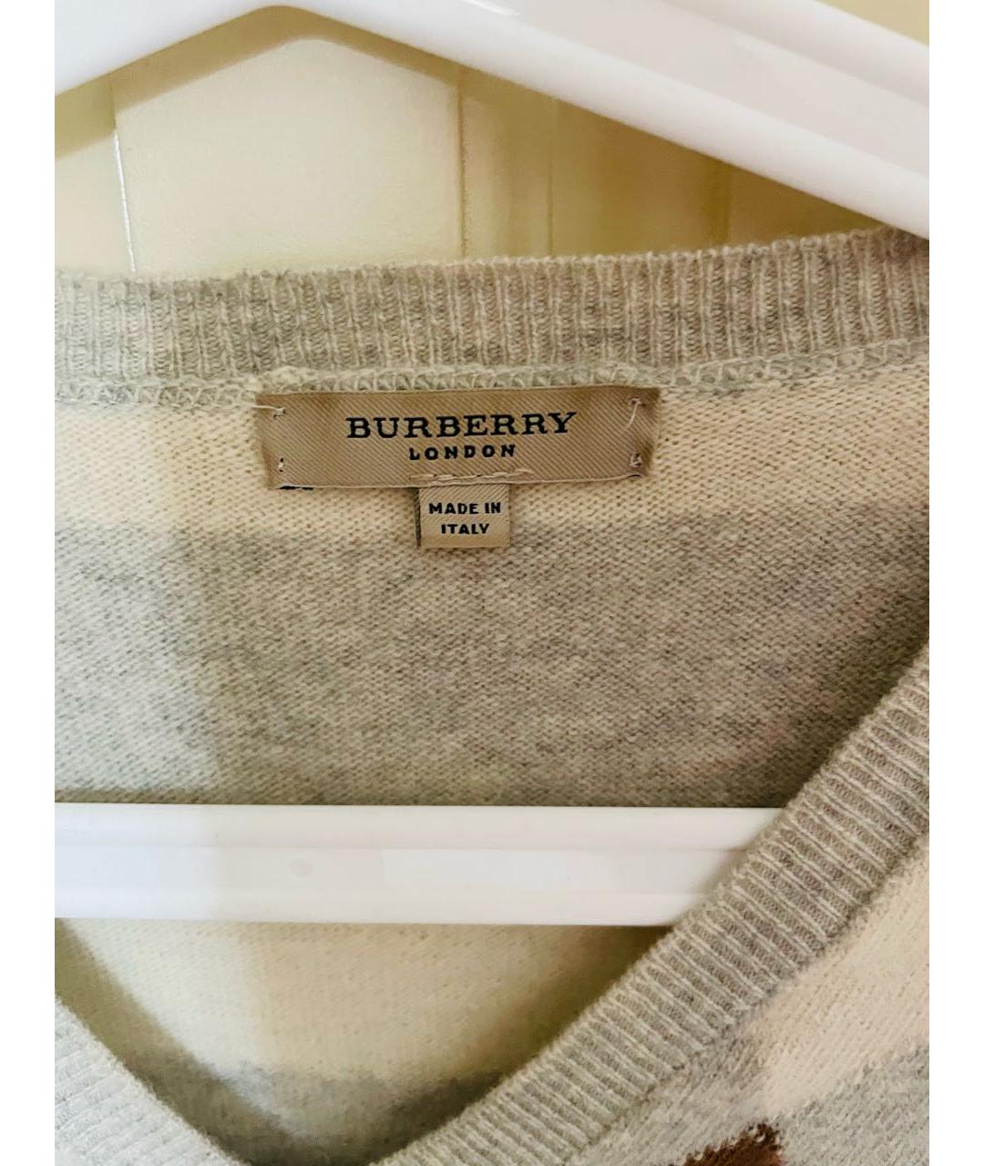 BURBERRY Бежевый шерстяной джемпер / свитер, фото 3