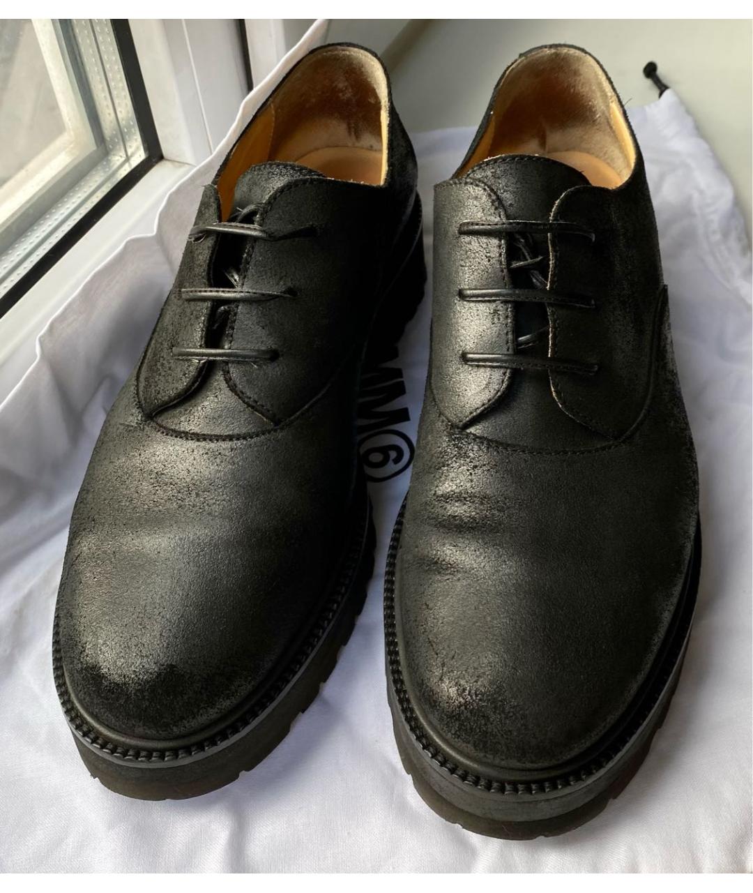 MM6 MAISON MARGIELA Черные кожаные брогги и оксфорды, фото 2