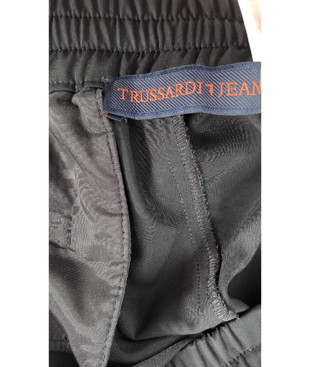 TRUSSARDI JEANS Черные полиэстеровые прямые брюки, фото 3