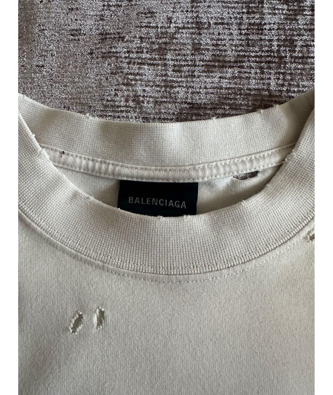 BALENCIAGA Бежевая хлопковая футболка, фото 6