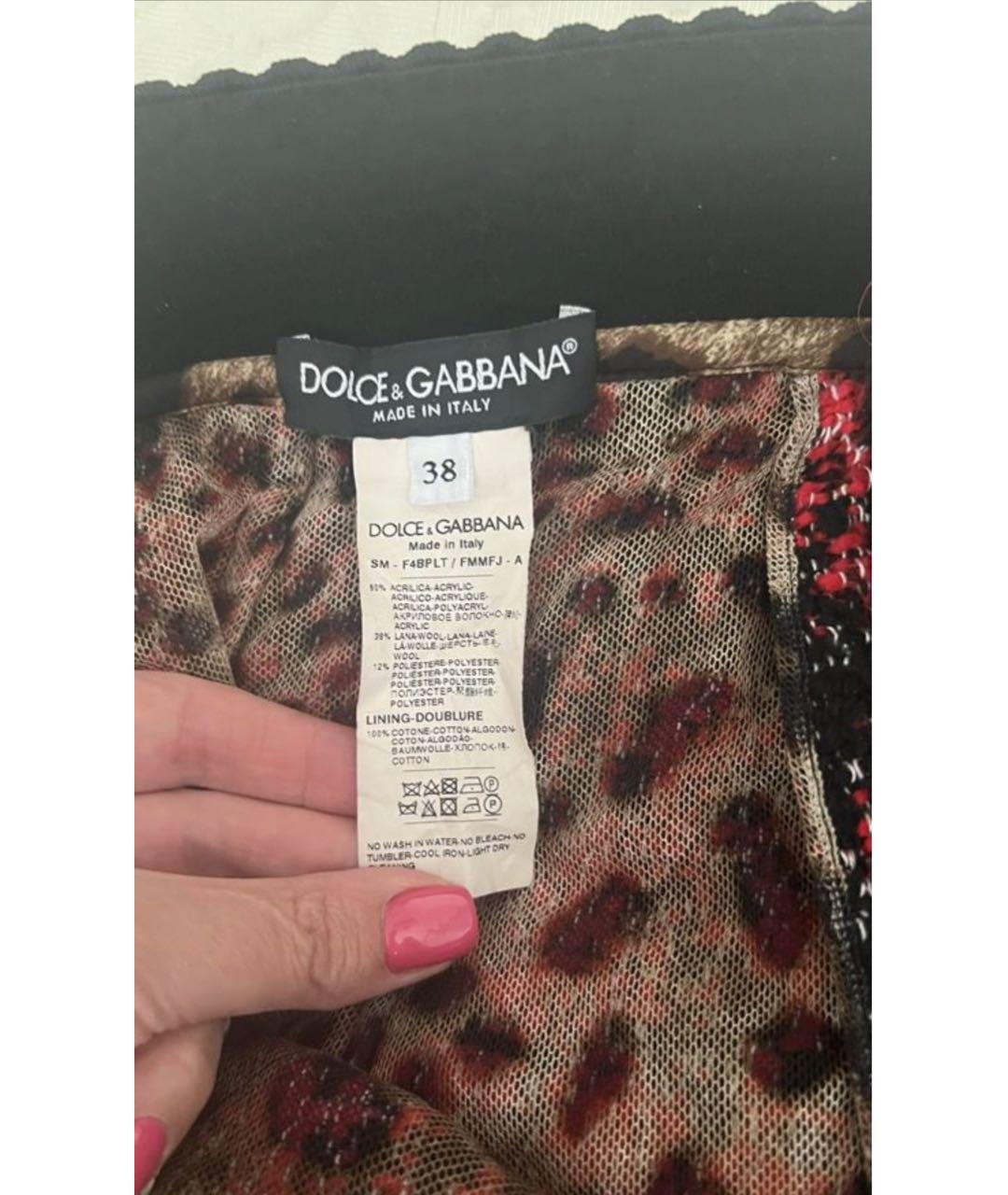 DOLCE&GABBANA Красная шерстяная юбка мини, фото 3