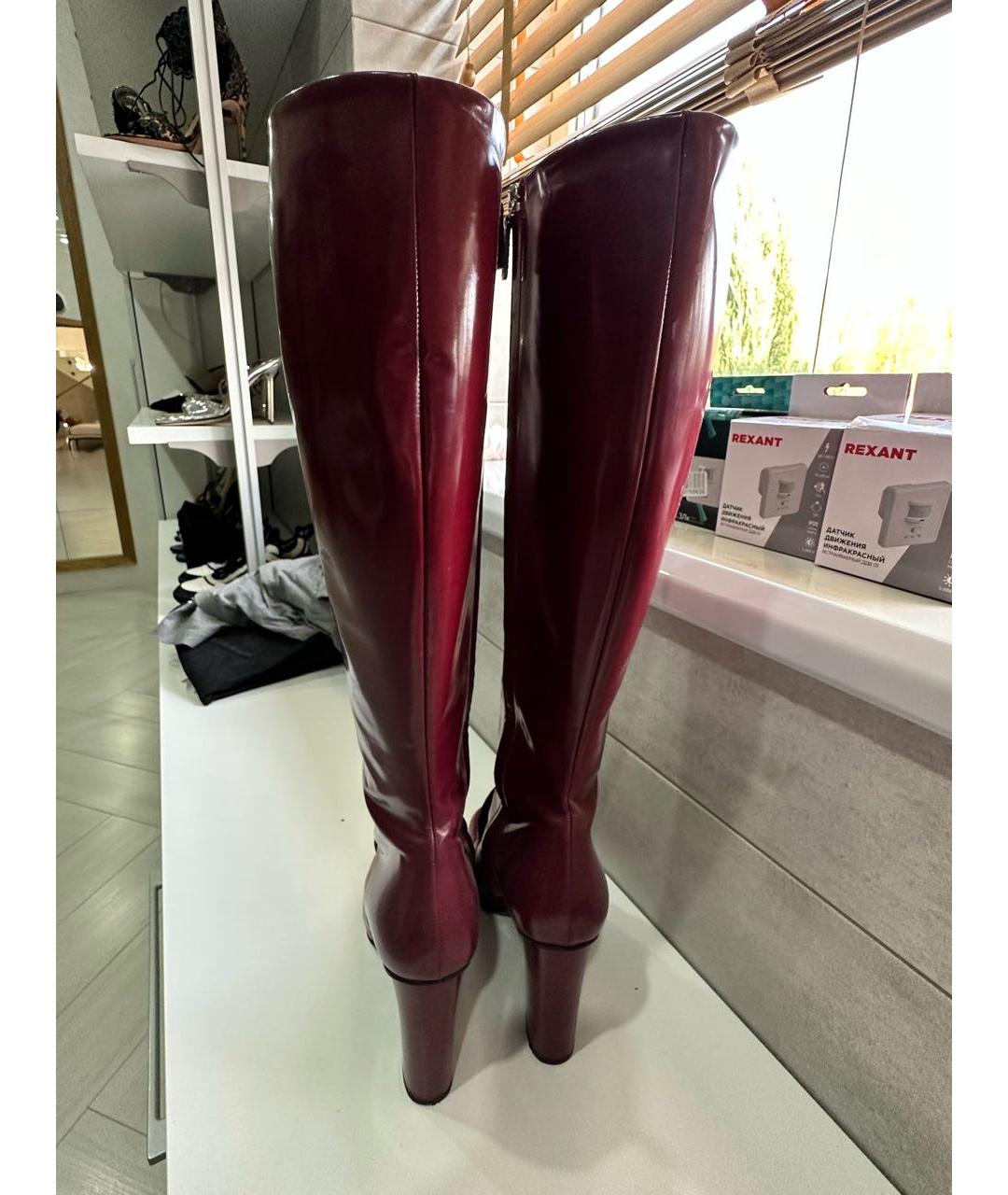 GUCCI Бордовые сапоги из лакированной кожи, фото 5