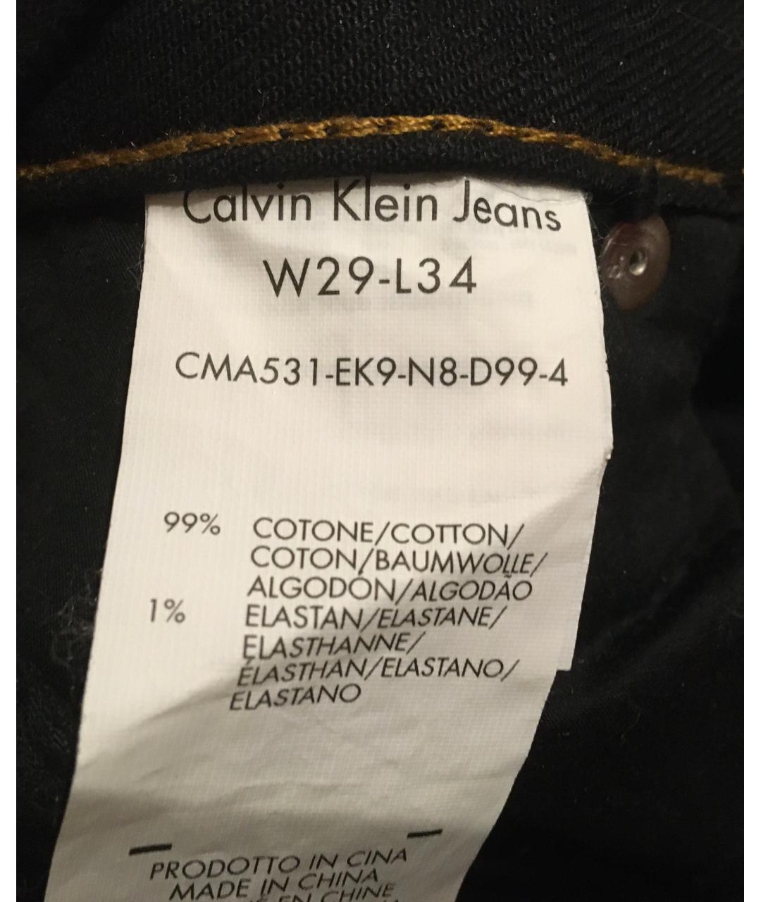 CALVIN KLEIN JEANS Черные хлопко-эластановые прямые джинсы, фото 5