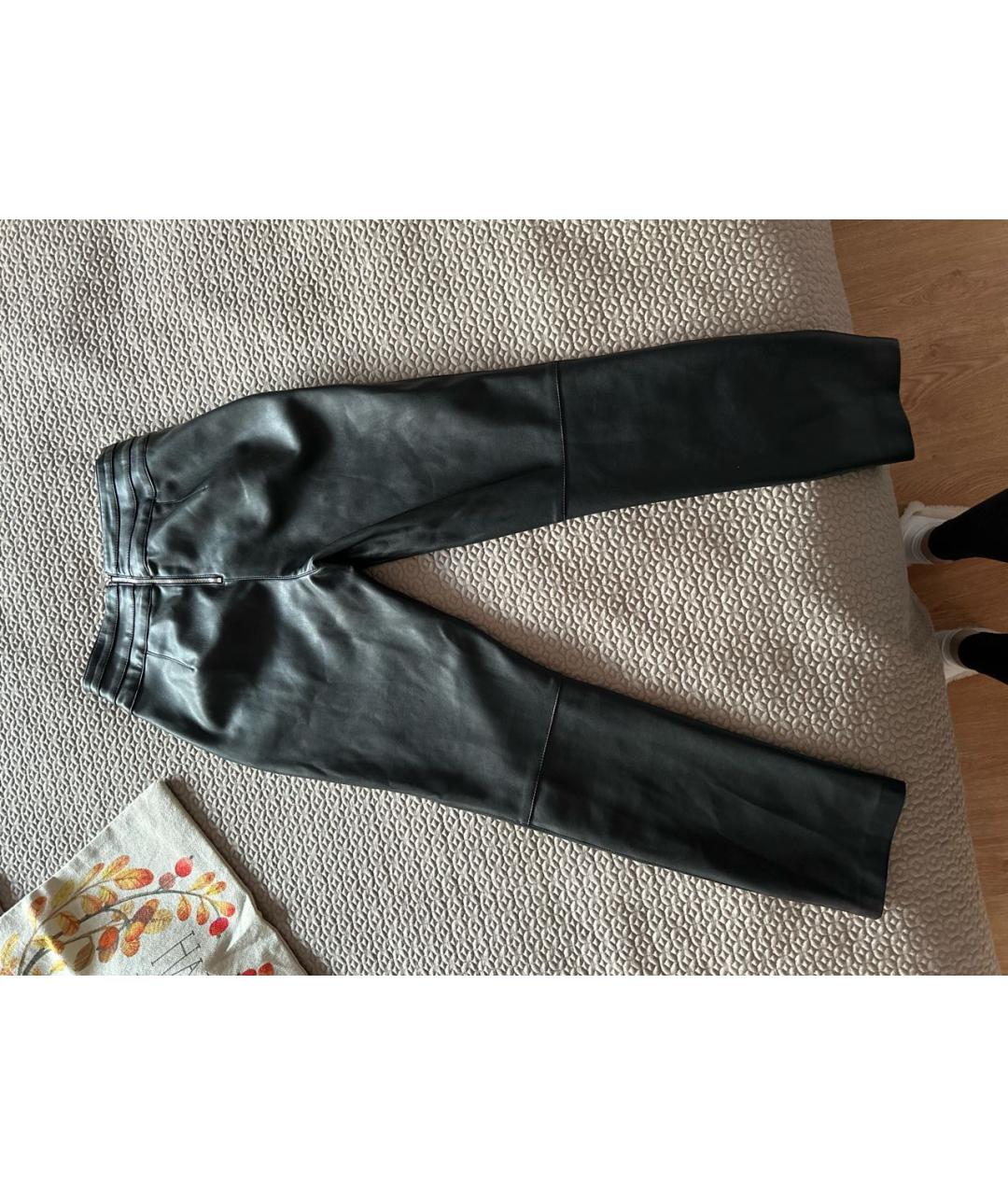 PINKO Черные кожаные брюки узкие, фото 2
