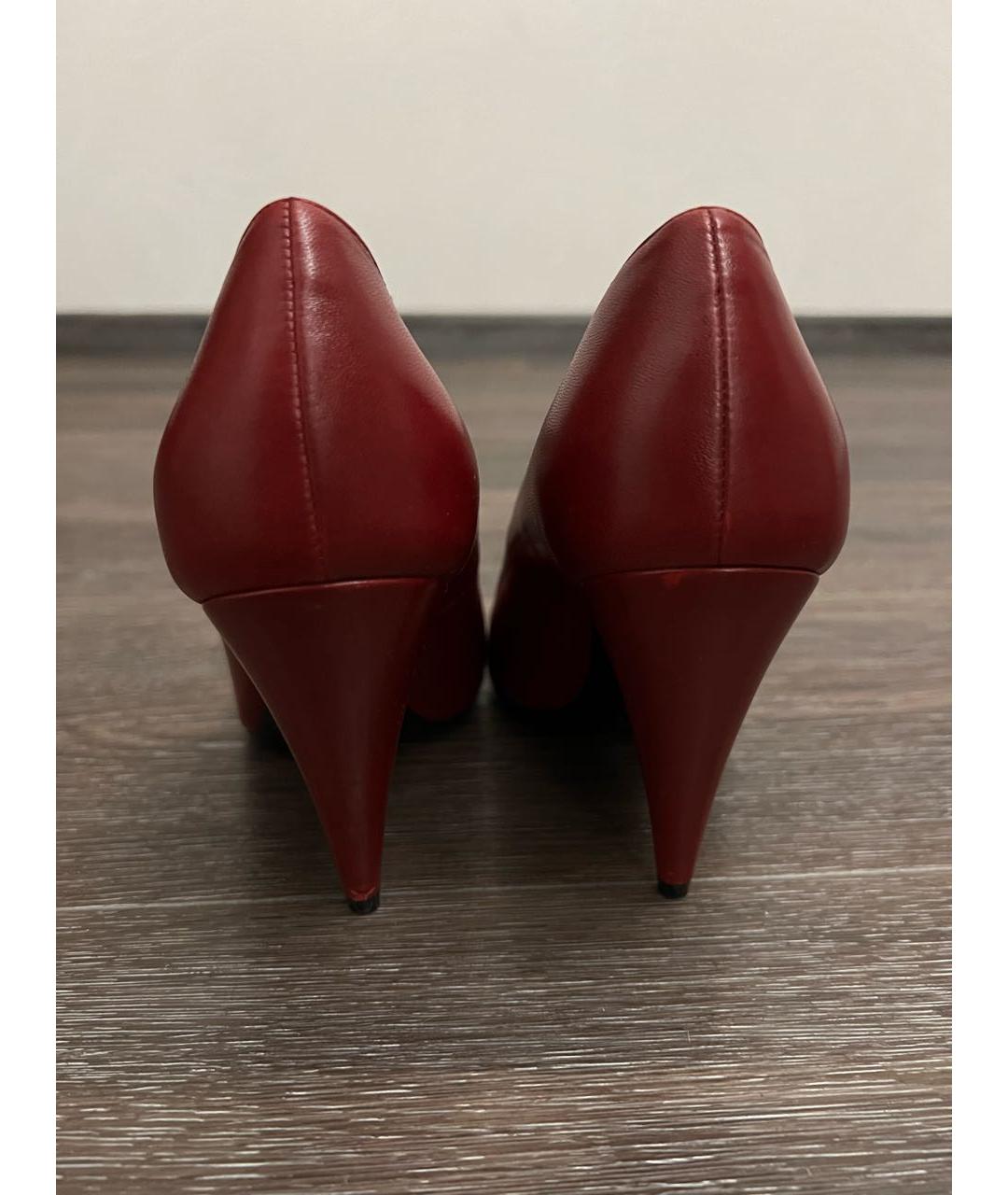 SAINT LAURENT Бордовые кожаные туфли, фото 4