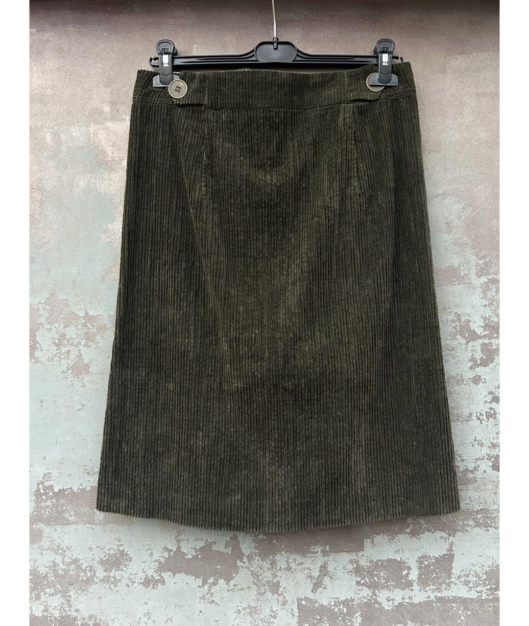 KENZO Зеленая хлопко-эластановая юбка миди, фото 2