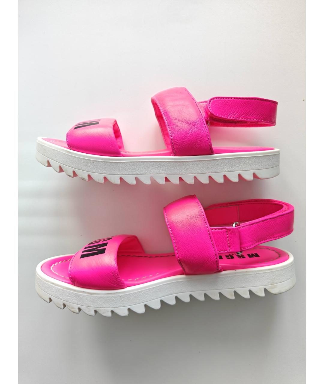 MSGM Розовые кожаные сандалии и шлепанцы, фото 6