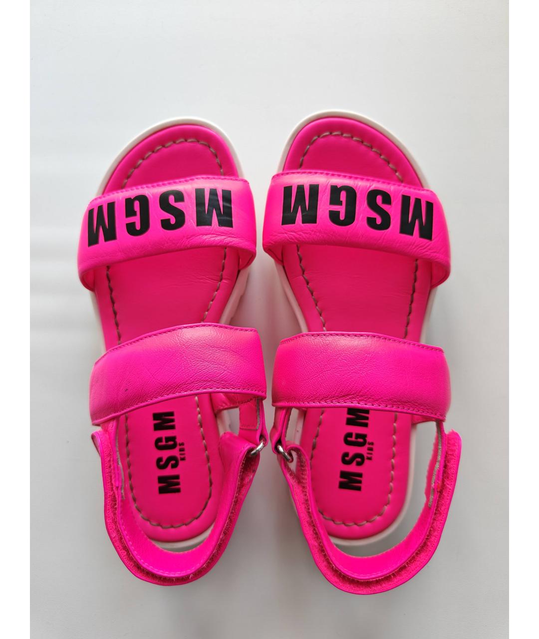 MSGM Розовые кожаные сандалии и шлепанцы, фото 3