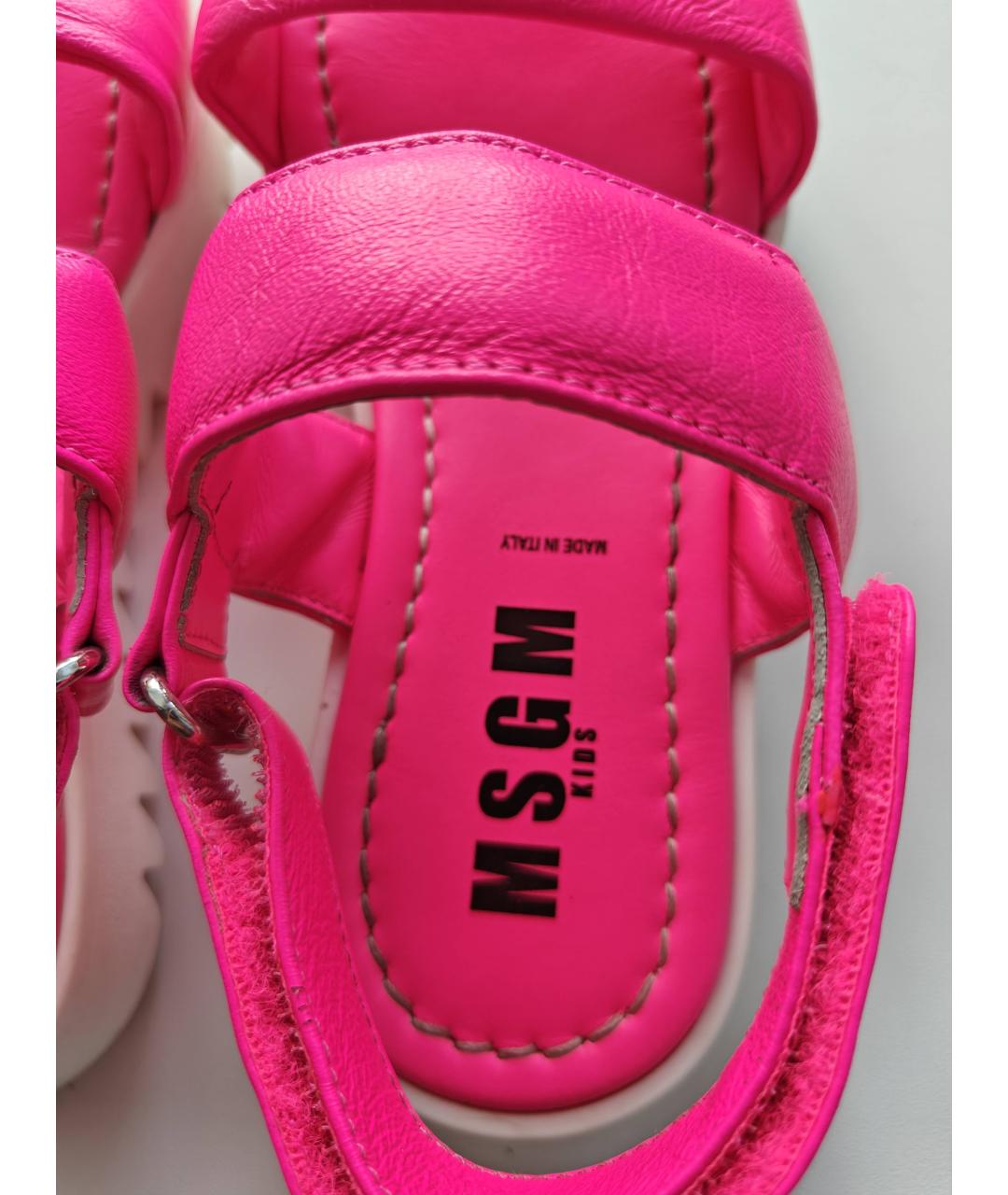 MSGM Розовые кожаные сандалии и шлепанцы, фото 4