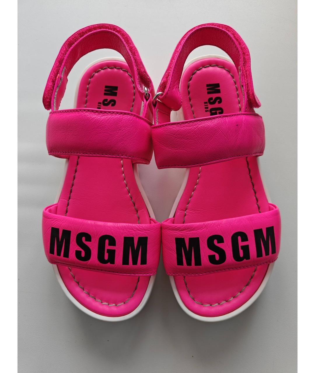 MSGM Розовые кожаные сандалии и шлепанцы, фото 2