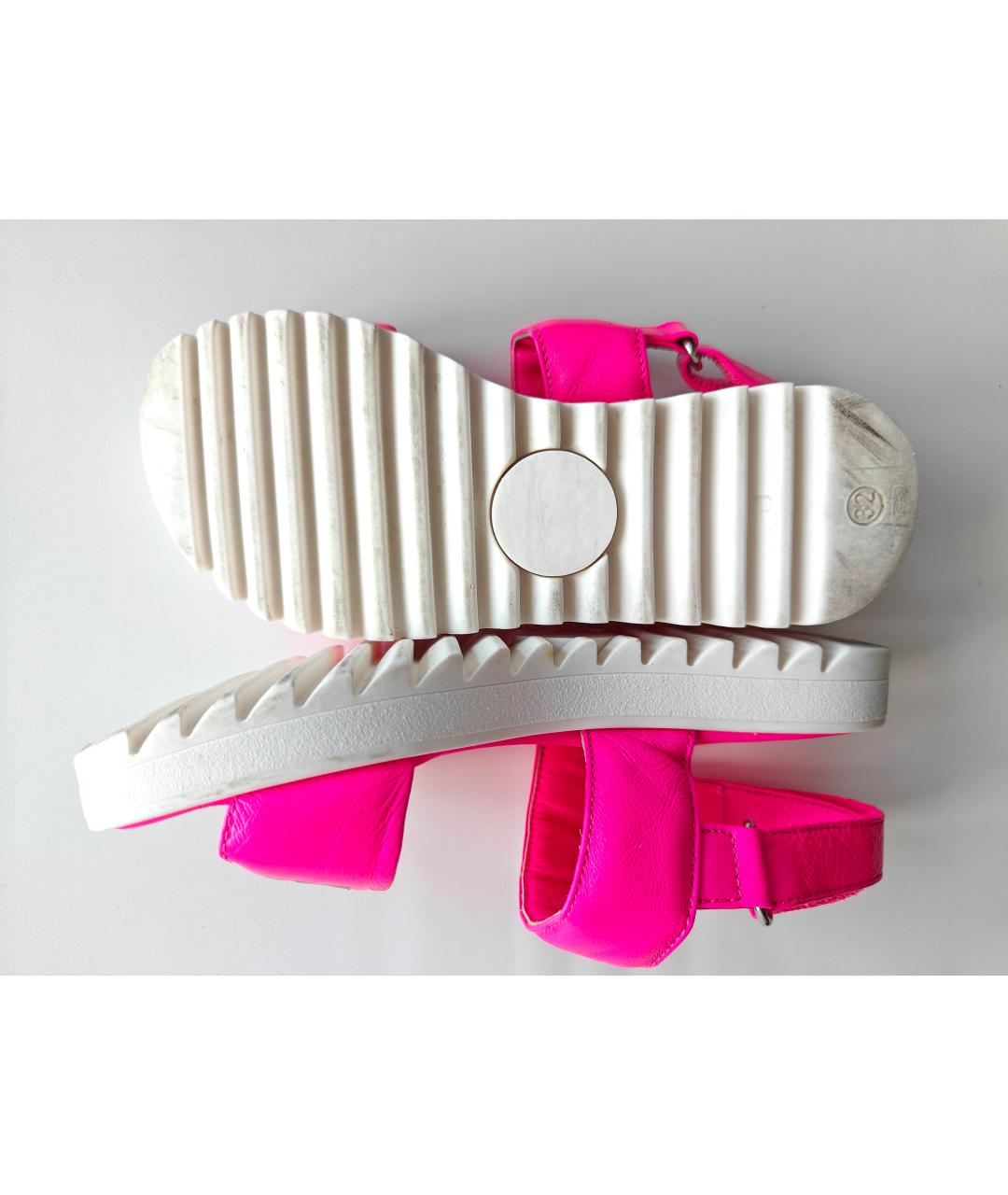 MSGM Розовые кожаные сандалии и шлепанцы, фото 5