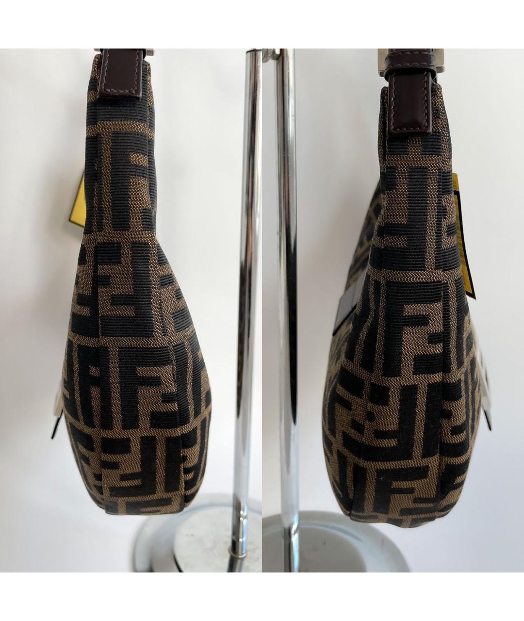 FENDI Коричневая жаккардовая сумка через плечо, фото 5
