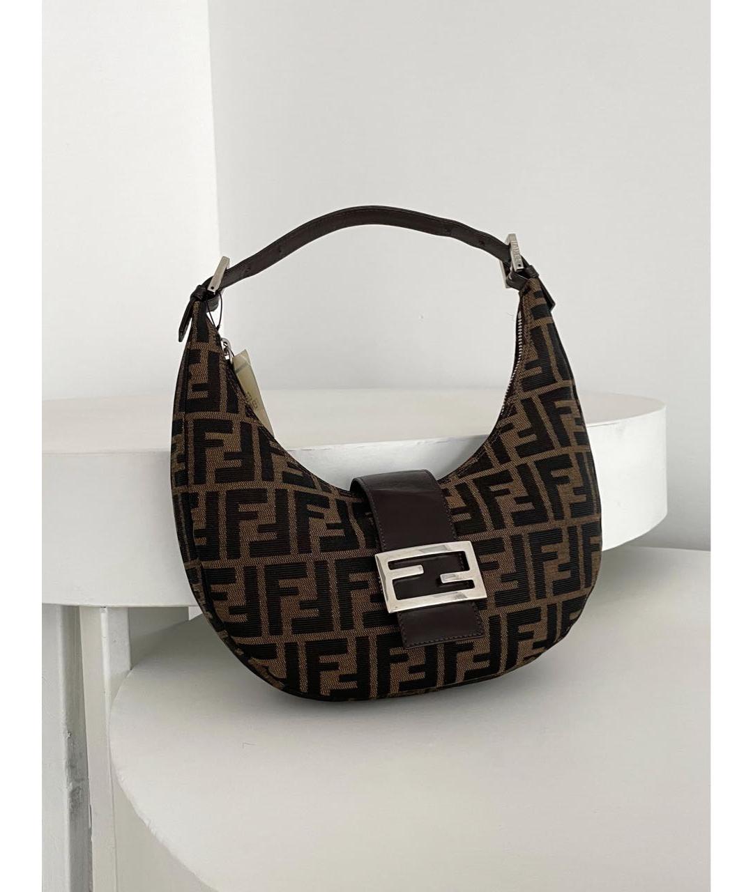FENDI Коричневая жаккардовая сумка через плечо, фото 9