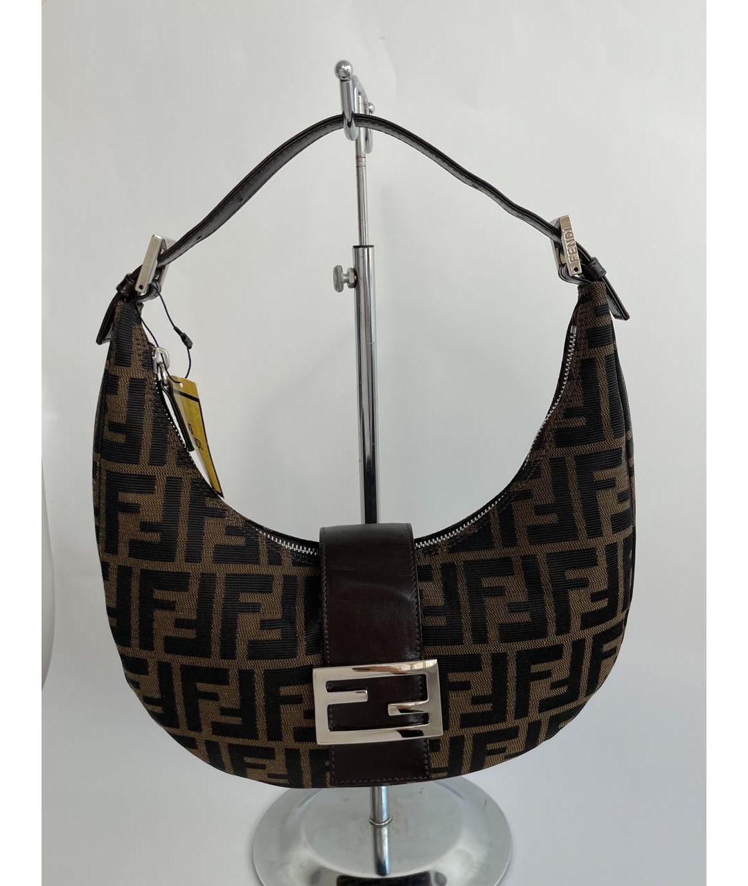 FENDI Коричневая жаккардовая сумка через плечо, фото 2