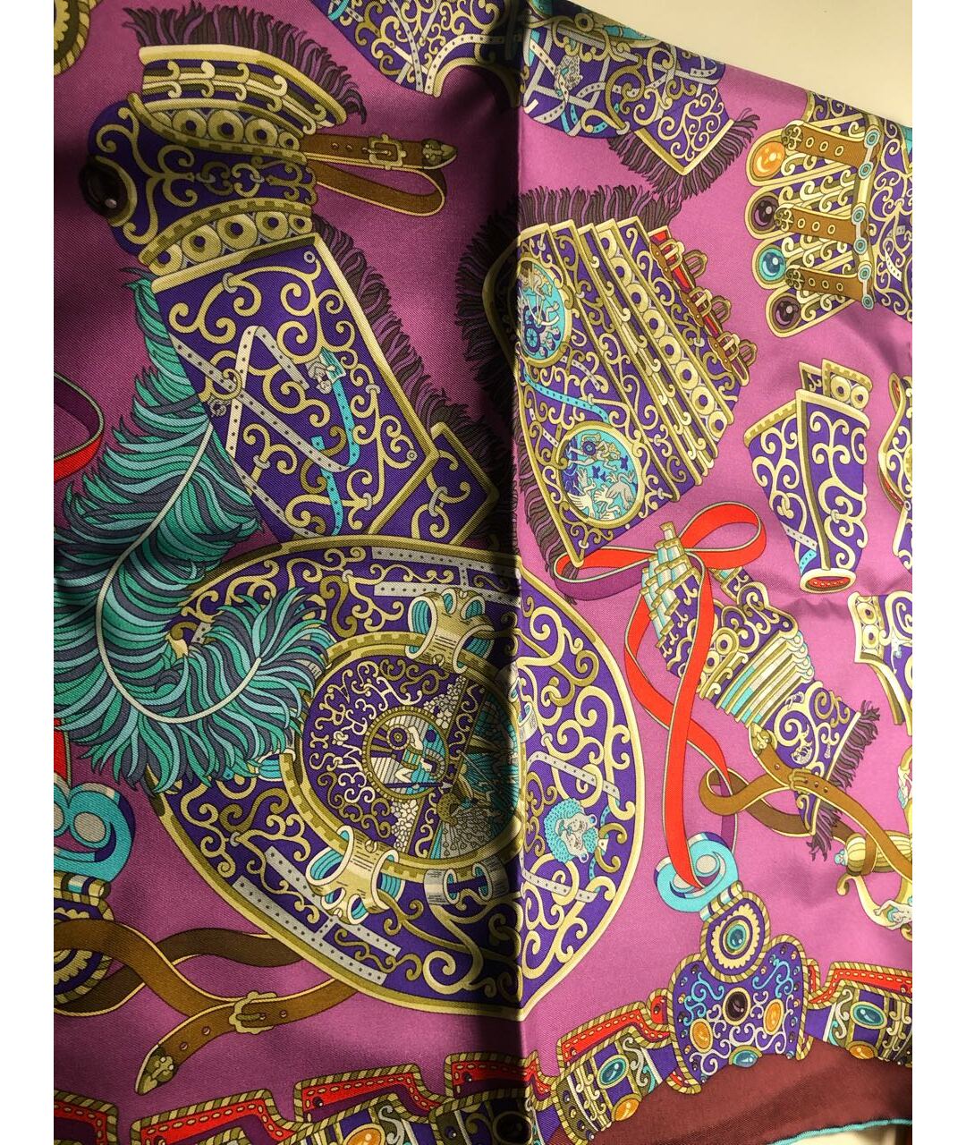 HERMES PRE-OWNED Фиолетовый шелковый шарф, фото 5