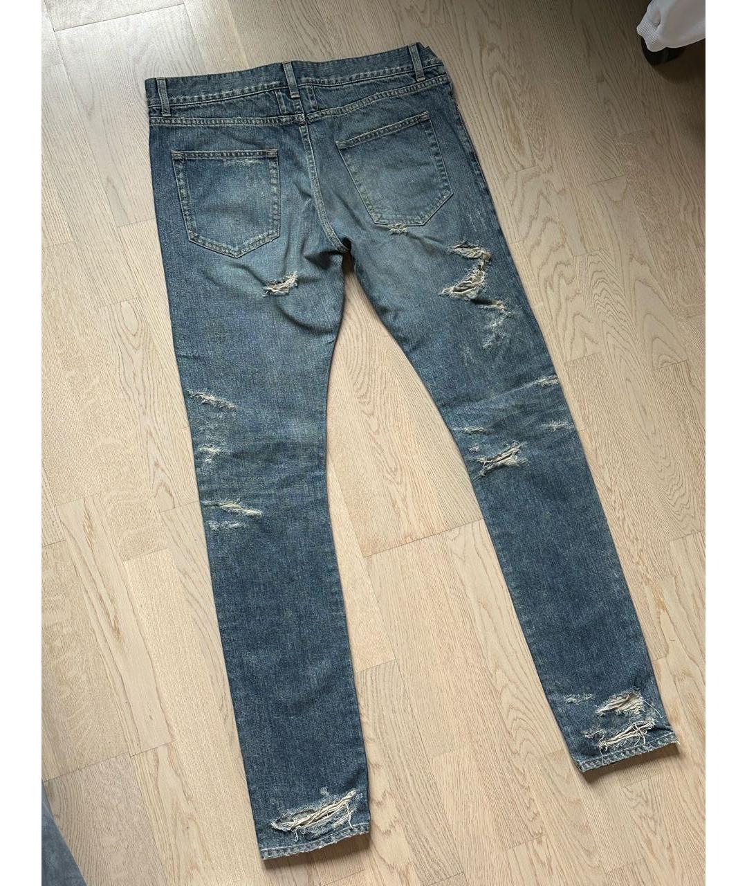 SAINT LAURENT Синие хлопковые прямые джинсы, фото 2