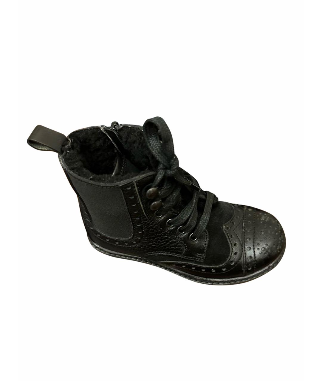 DOLCE&GABBANA Черные кожаные ботинки, фото 1
