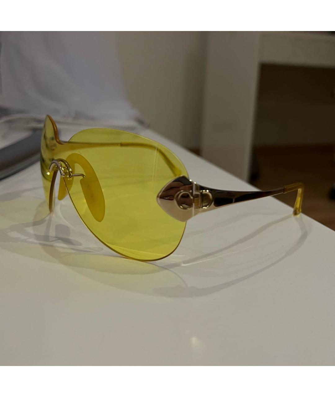 CHRISTIAN DIOR PRE-OWNED Желтые металлические солнцезащитные очки, фото 3