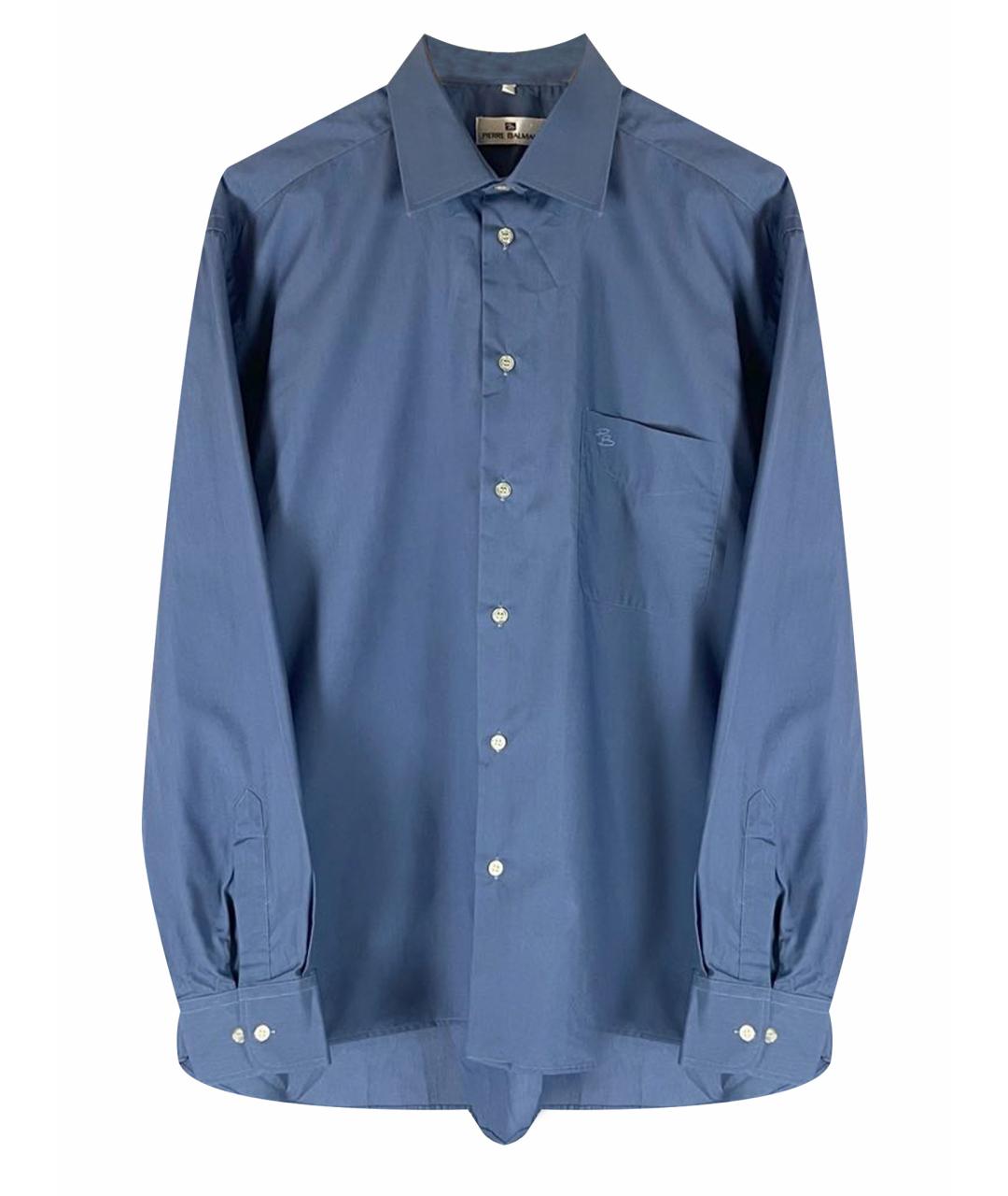 PIERRE BALMAIN Синяя хлопко-полиэстеровая классическая рубашка, фото 1