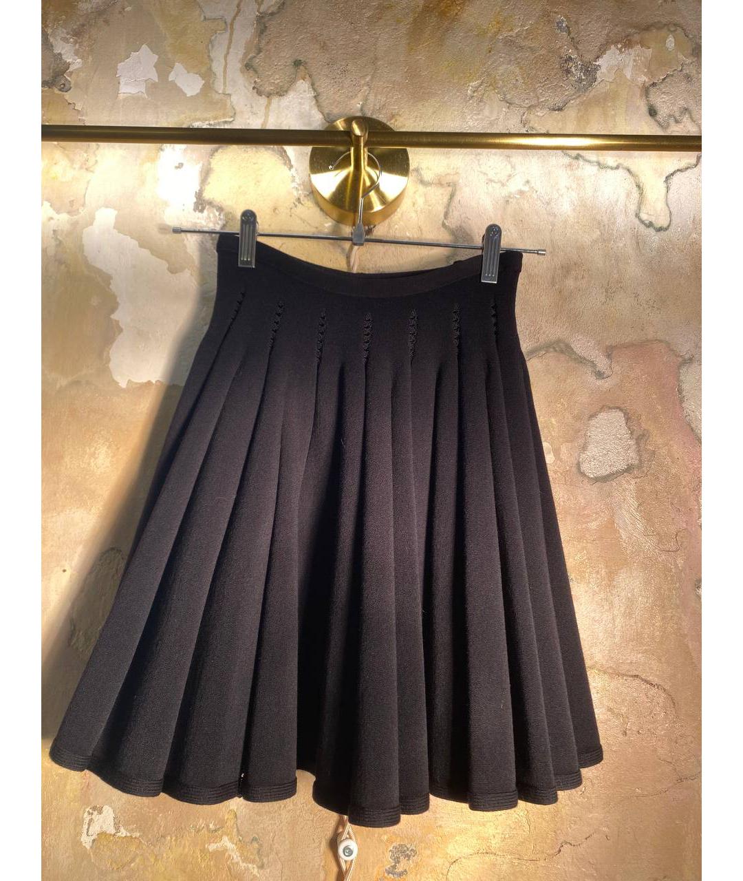 ALAIA Черная шерстяная юбка мини, фото 3