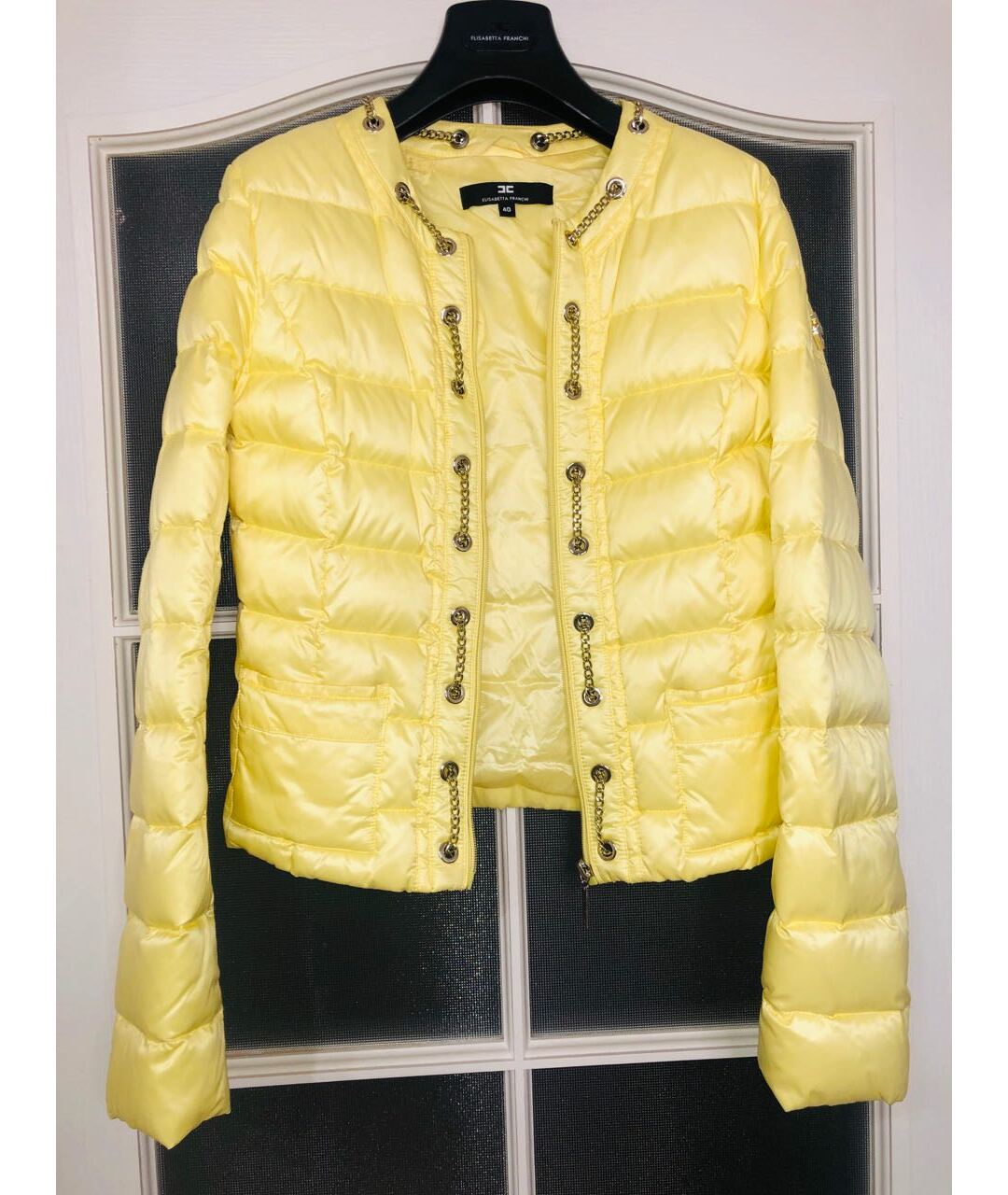 ELISABETTA FRANCHI Желтая полиамидовая куртка, фото 5