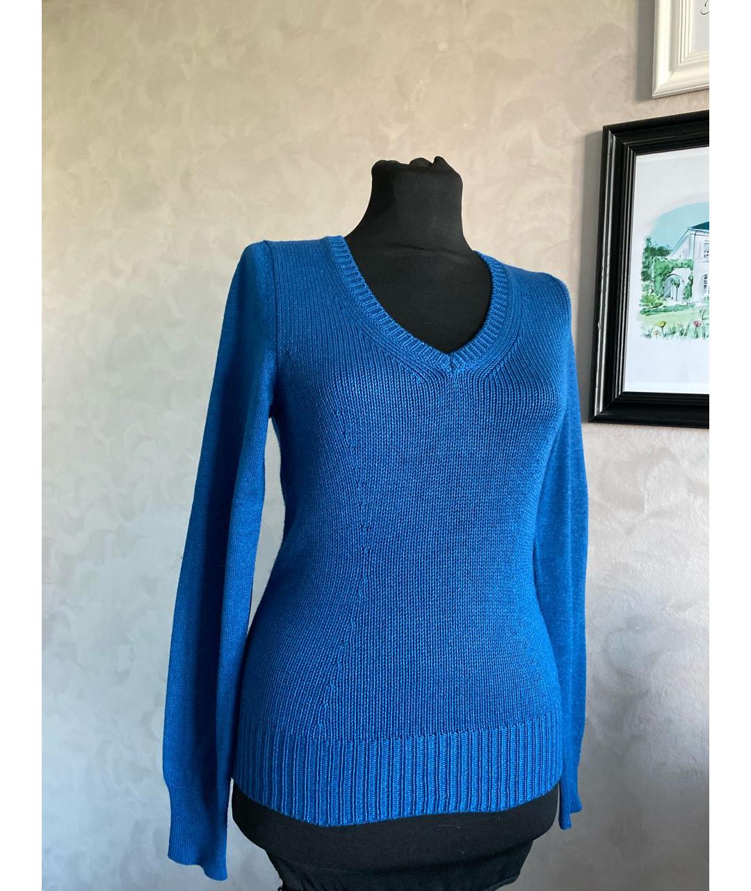 LORO PIANA Темно-синий шерстяной джемпер / свитер, фото 6
