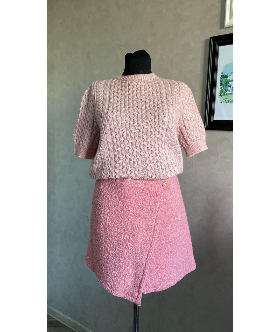 ERMANNO ERMANNO Розовая шерстяная юбка мини, фото 5