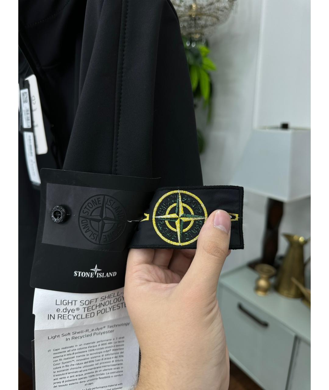 STONE ISLAND Черная полиуретановая куртка, фото 5