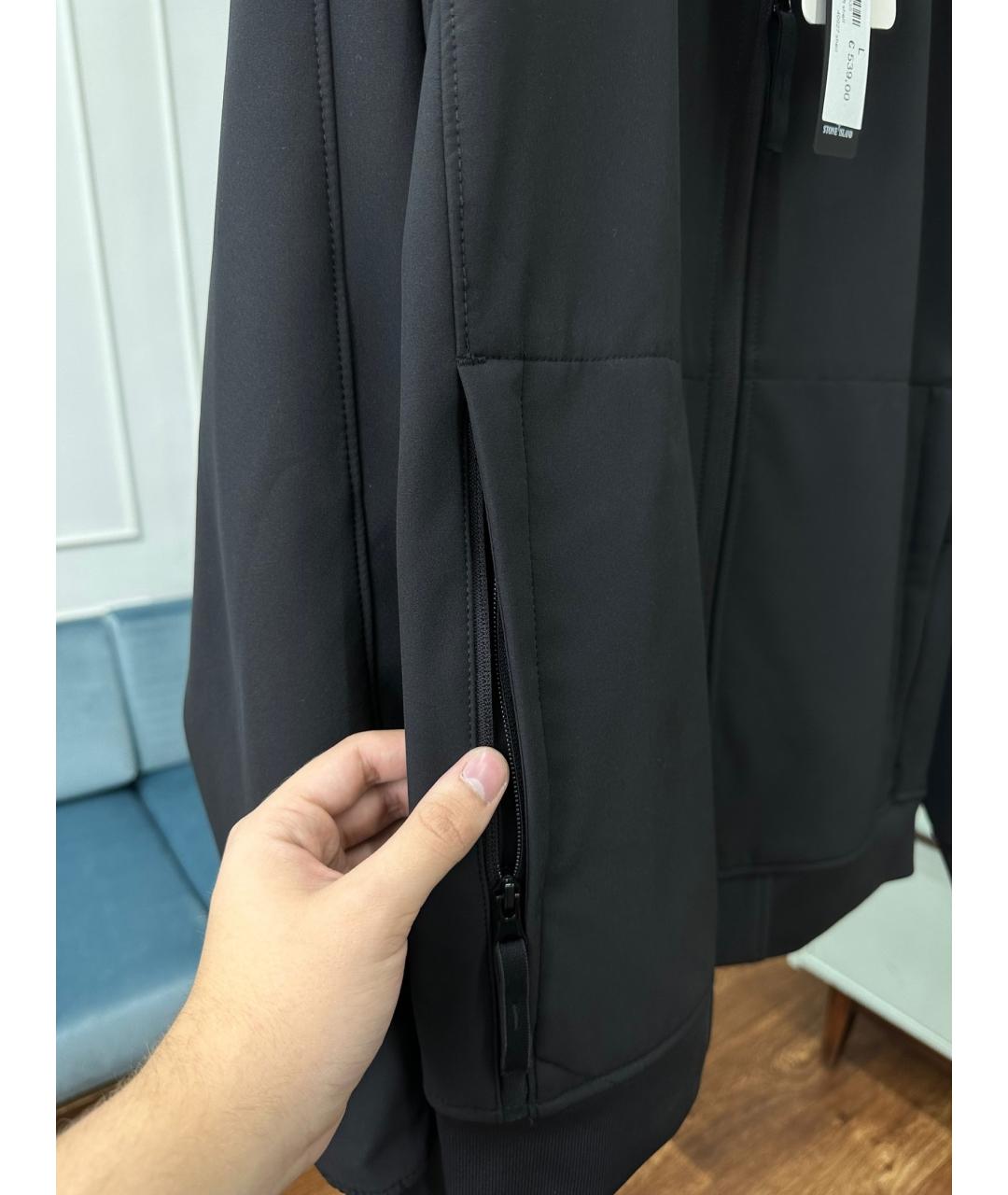 STONE ISLAND Черная полиуретановая куртка, фото 3