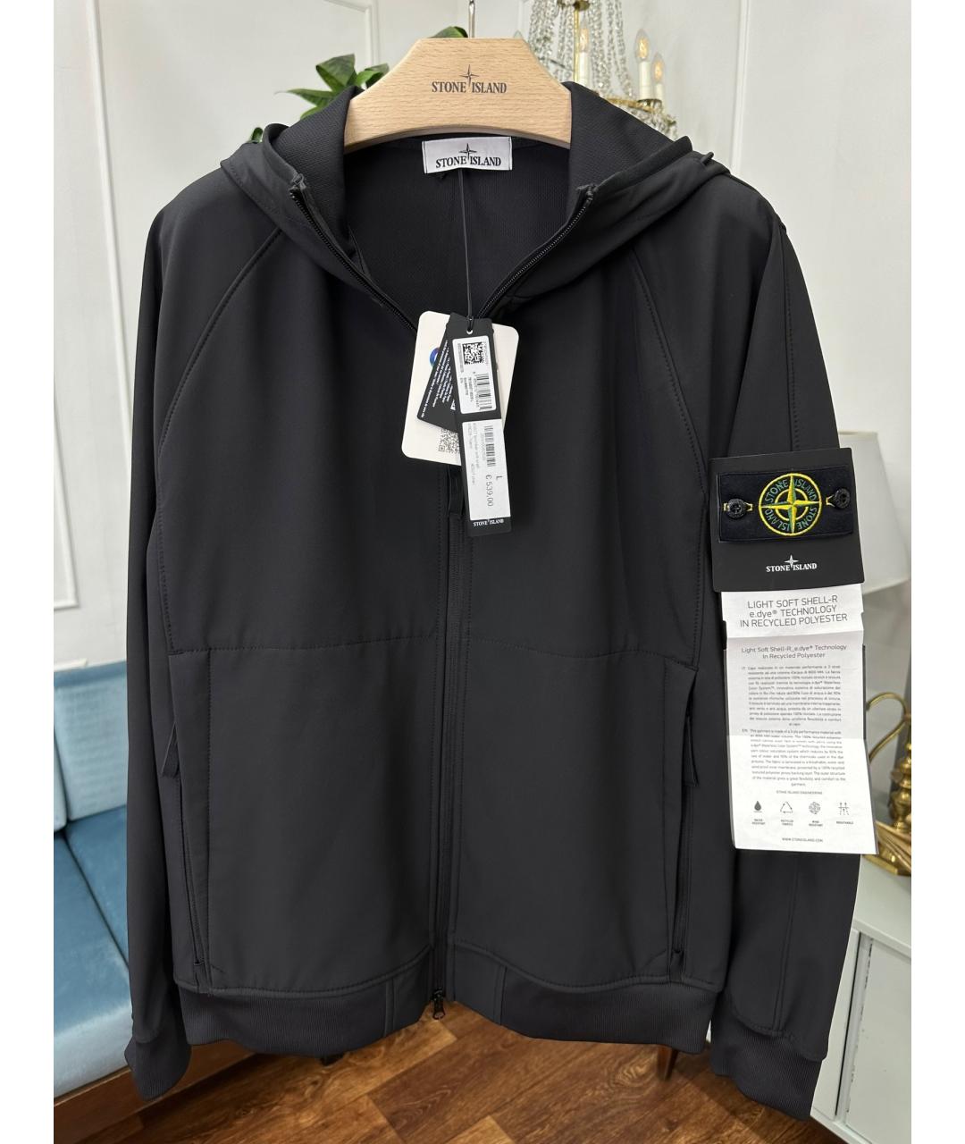 STONE ISLAND Черная полиуретановая куртка, фото 9