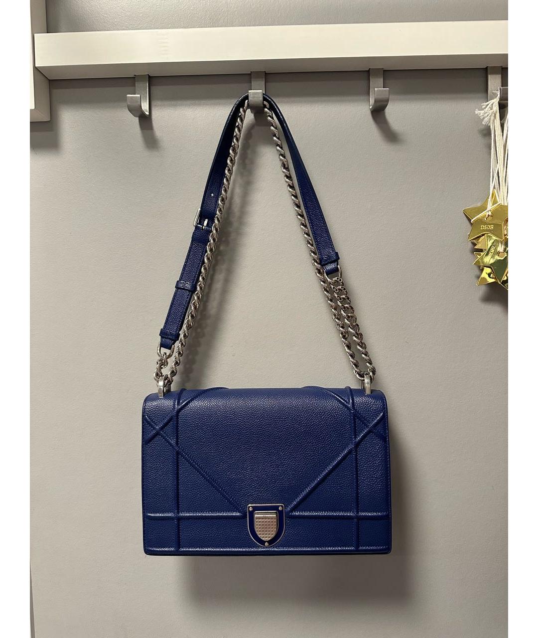CHRISTIAN DIOR Синяя кожаная сумка через плечо, фото 9