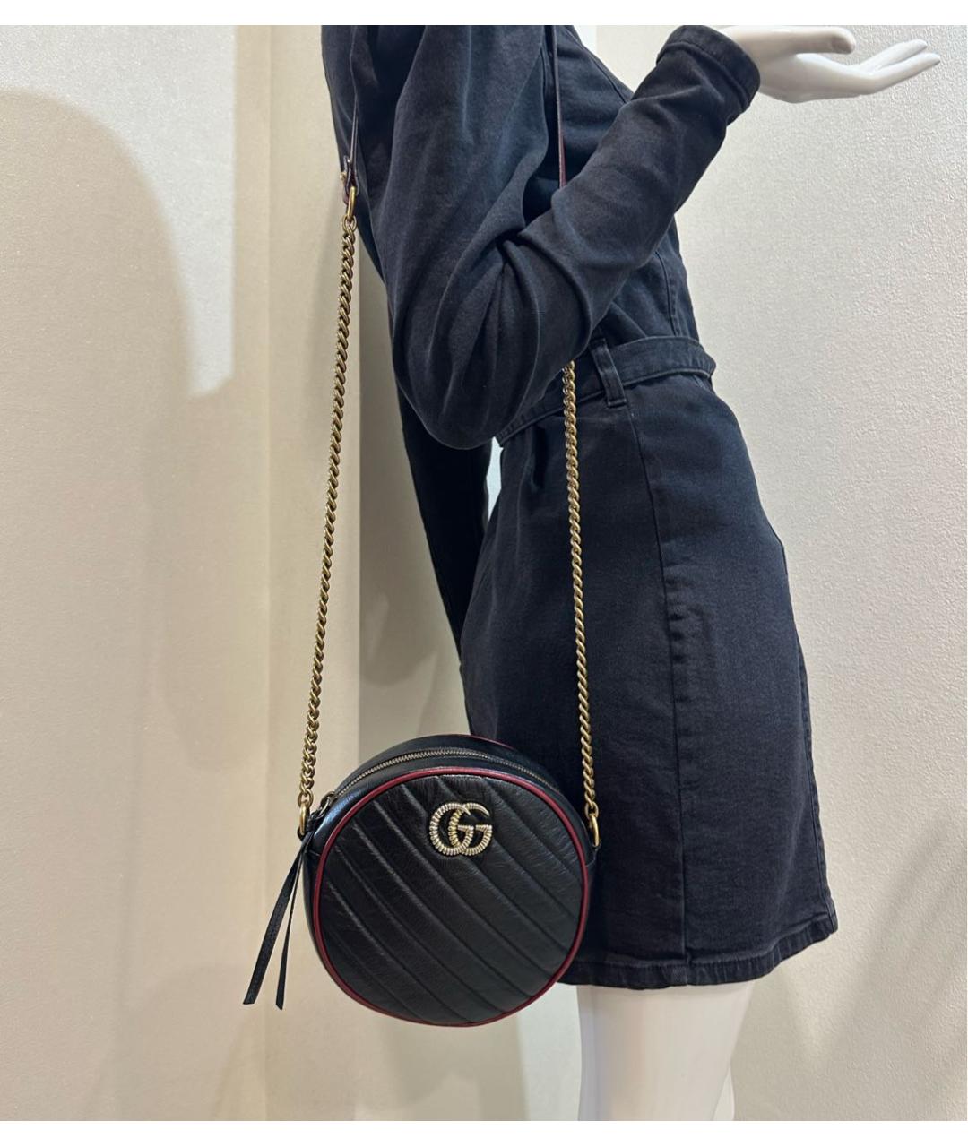 GUCCI Черная кожаная сумка через плечо, фото 5