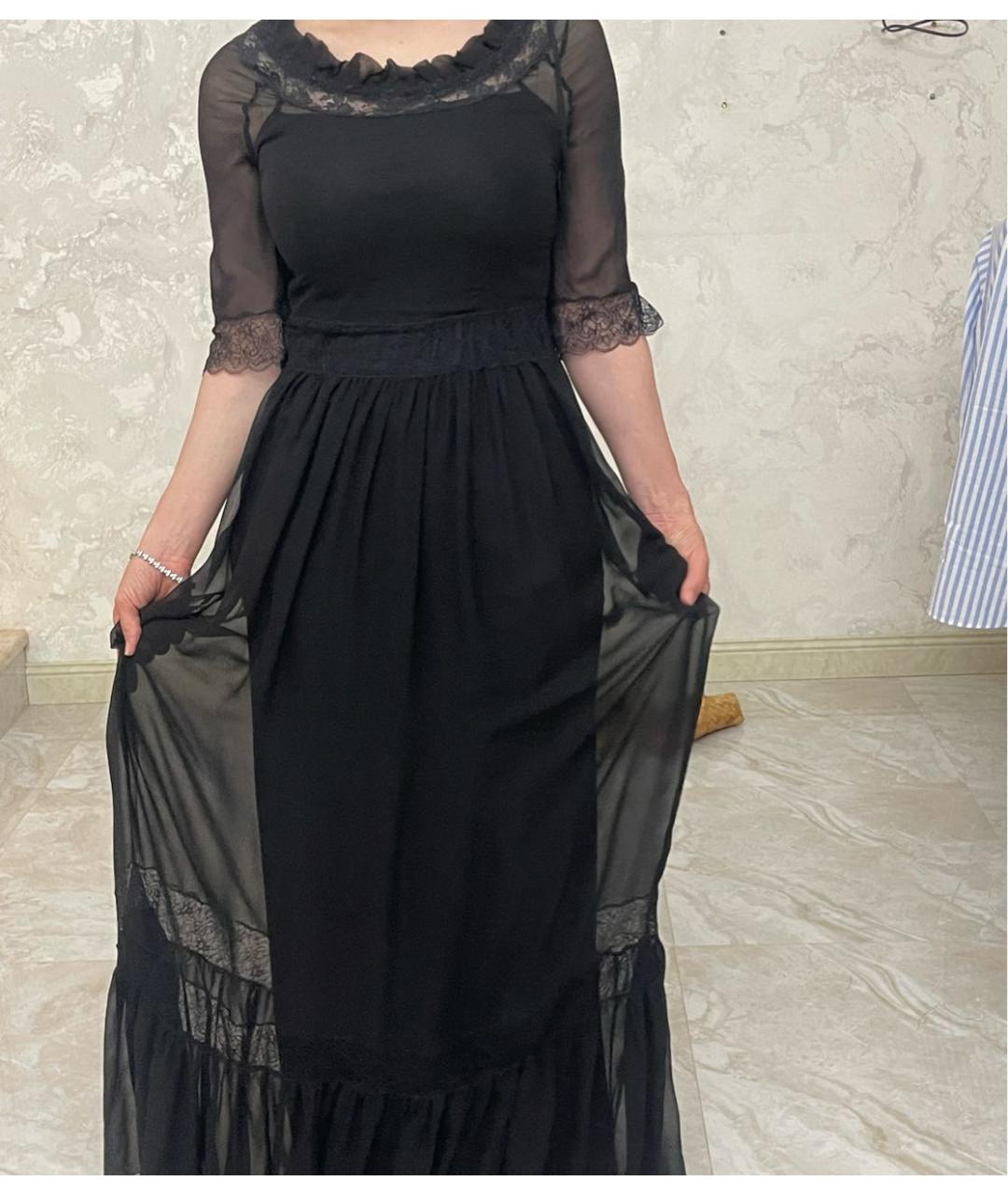 ALBERTA FERRETTI Черное шифоновое вечернее платье, фото 7
