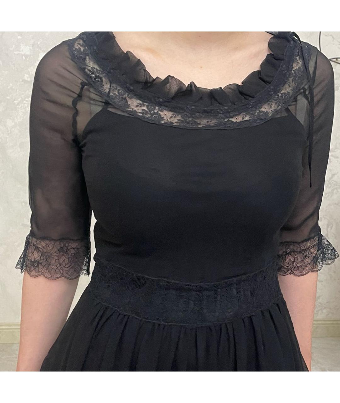 ALBERTA FERRETTI Черное шифоновое вечернее платье, фото 5