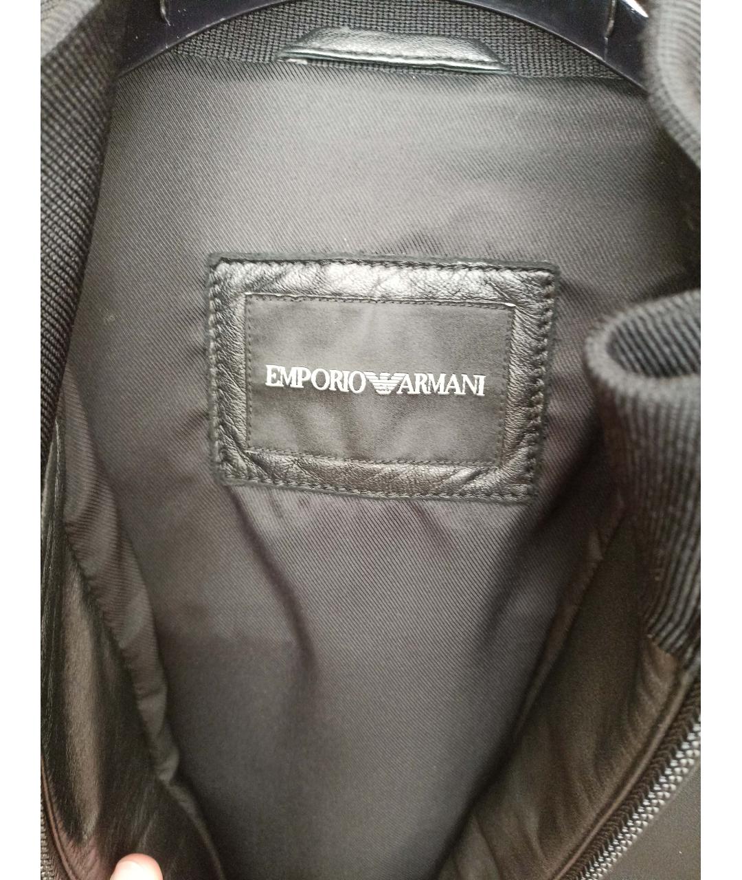 EMPORIO ARMANI Черная кожаная куртка, фото 3