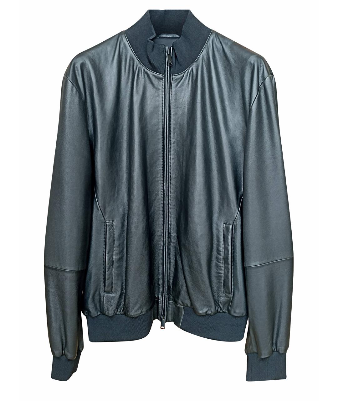 EMPORIO ARMANI Черная кожаная куртка, фото 1