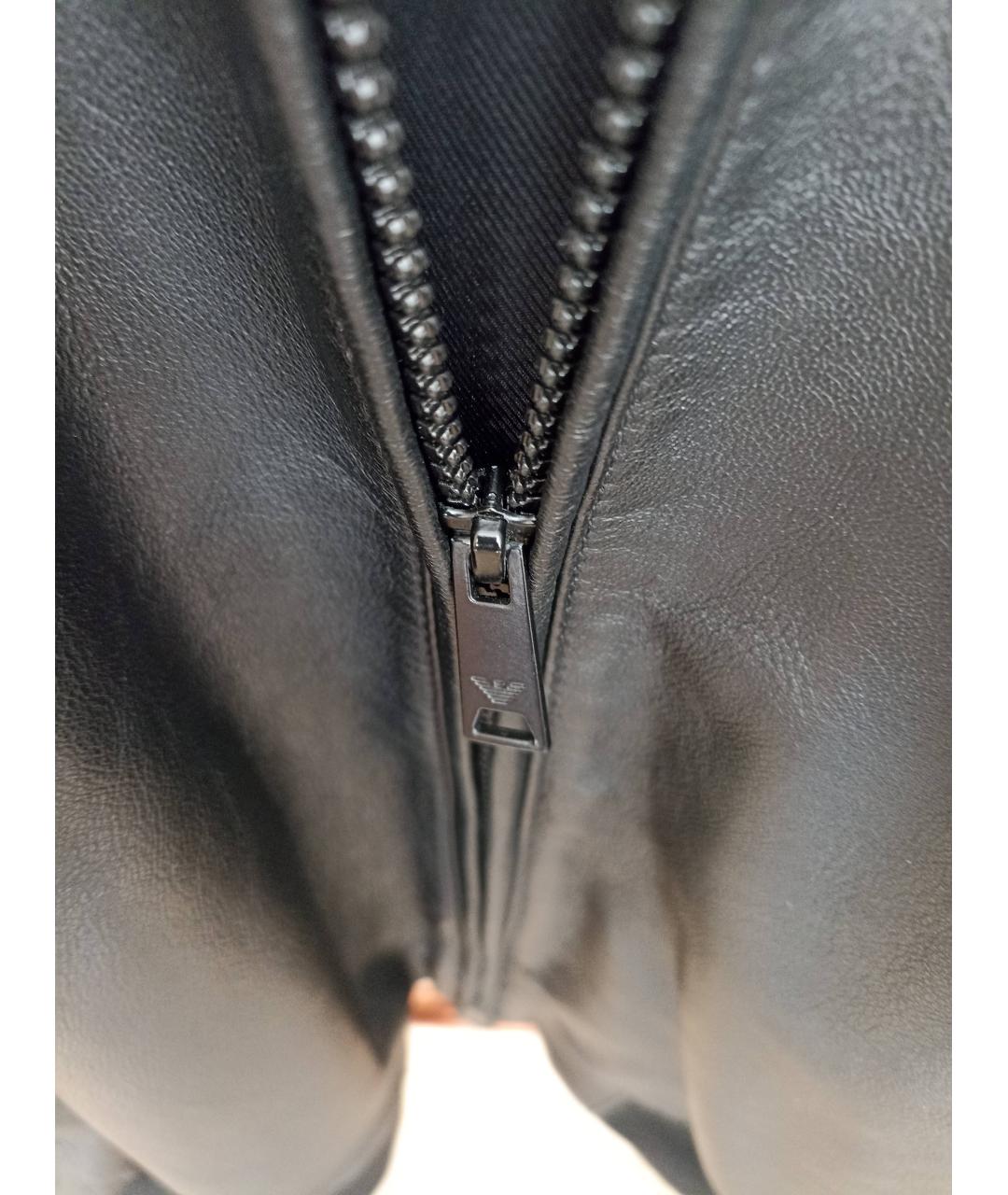 EMPORIO ARMANI Черная кожаная куртка, фото 4